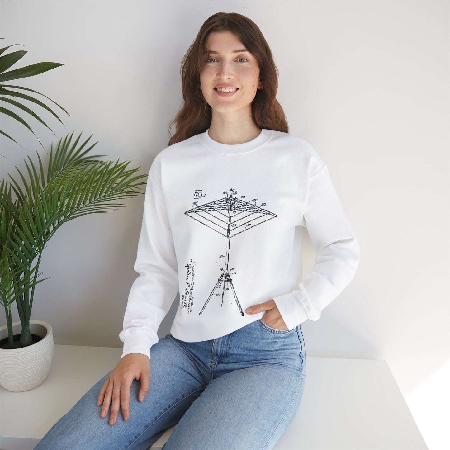 Patent drawing - Clothes dryer Public domain  image White Heavy Blend Adult Crew Neck SweatShirt