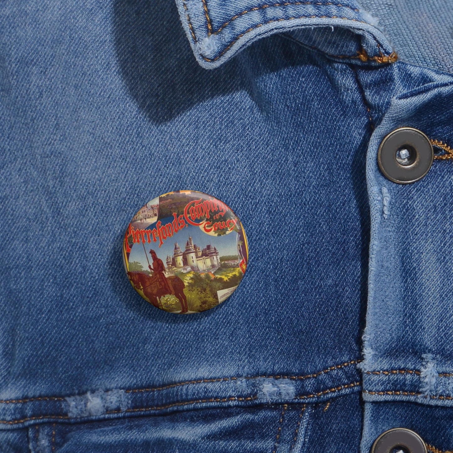 Affiche pour la Cie du Nord : "Pierrefonds". Pin Buttons with Crisp Design