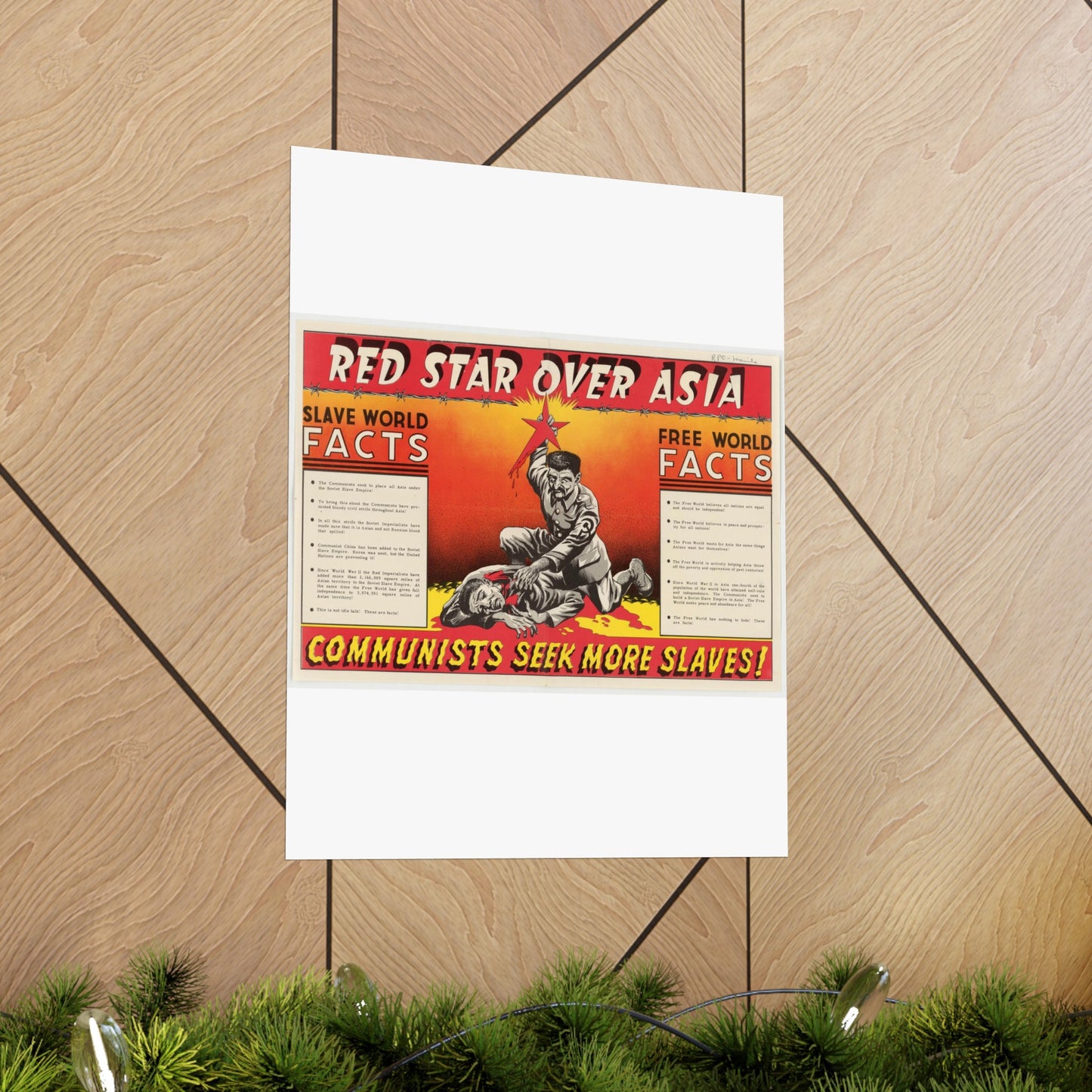 Red Star Over Asia PO-24-E, United States information service propaganda High Quality Matte Wall Art Poster for Home, Office, Classroom