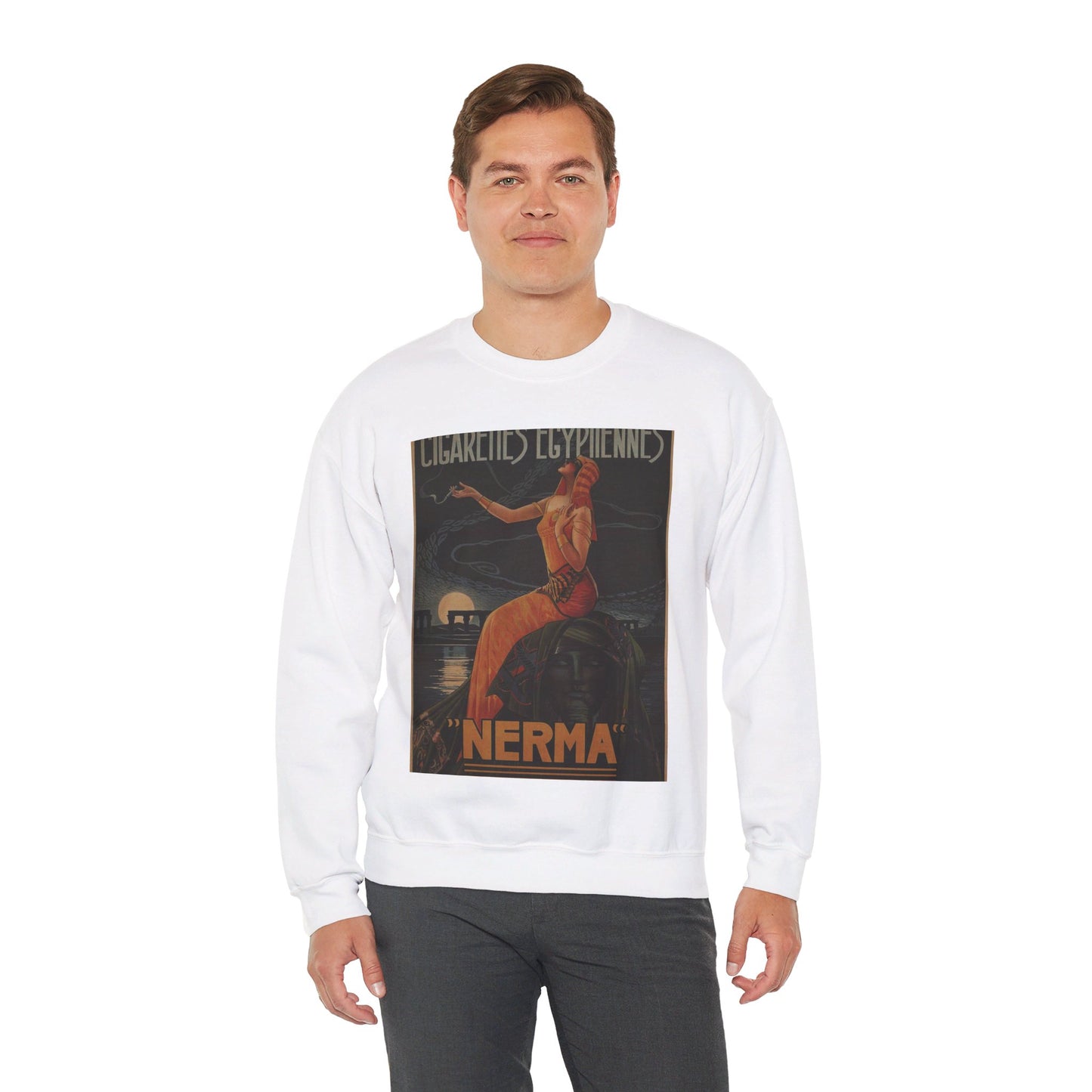 Cigarettes-Egyptiennes-Nerma-Gaspar-Camps-1924 White Heavy Blend Adult Crew Neck SweatShirt