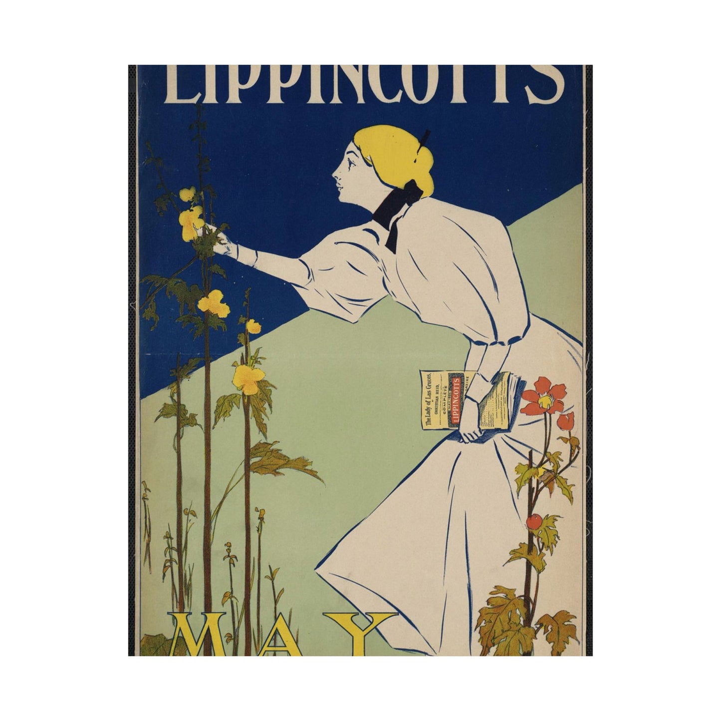 Lippincott's May, Art Nouveau Poster High Quality Matte Wall Art Poster for Home, Office, Classroom