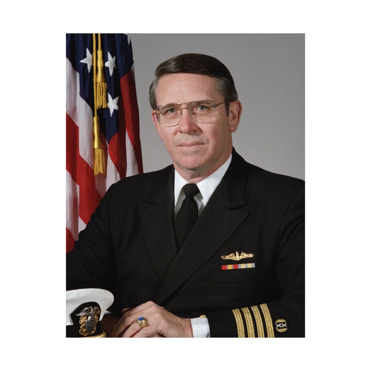 Portrait:  US Navy (USN) Captain (CAPT) Charles A. Hougland (uncovered) High Quality Matte Wall Art Poster for Home, Office, Classroom