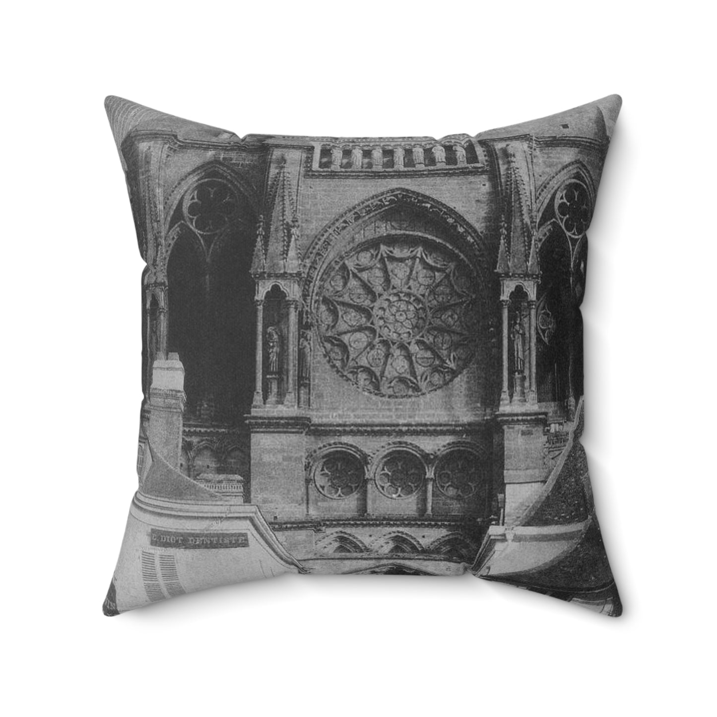 Le Secq Reims Cathedral north nave facade Decorative Accent Square Pillow