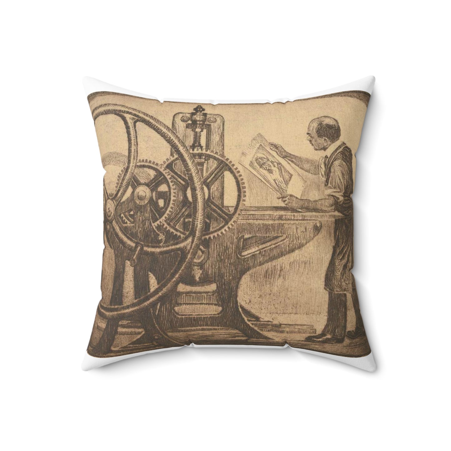 Lilien Printing press - Public domain portrait print Decorative Accent Square Pillow