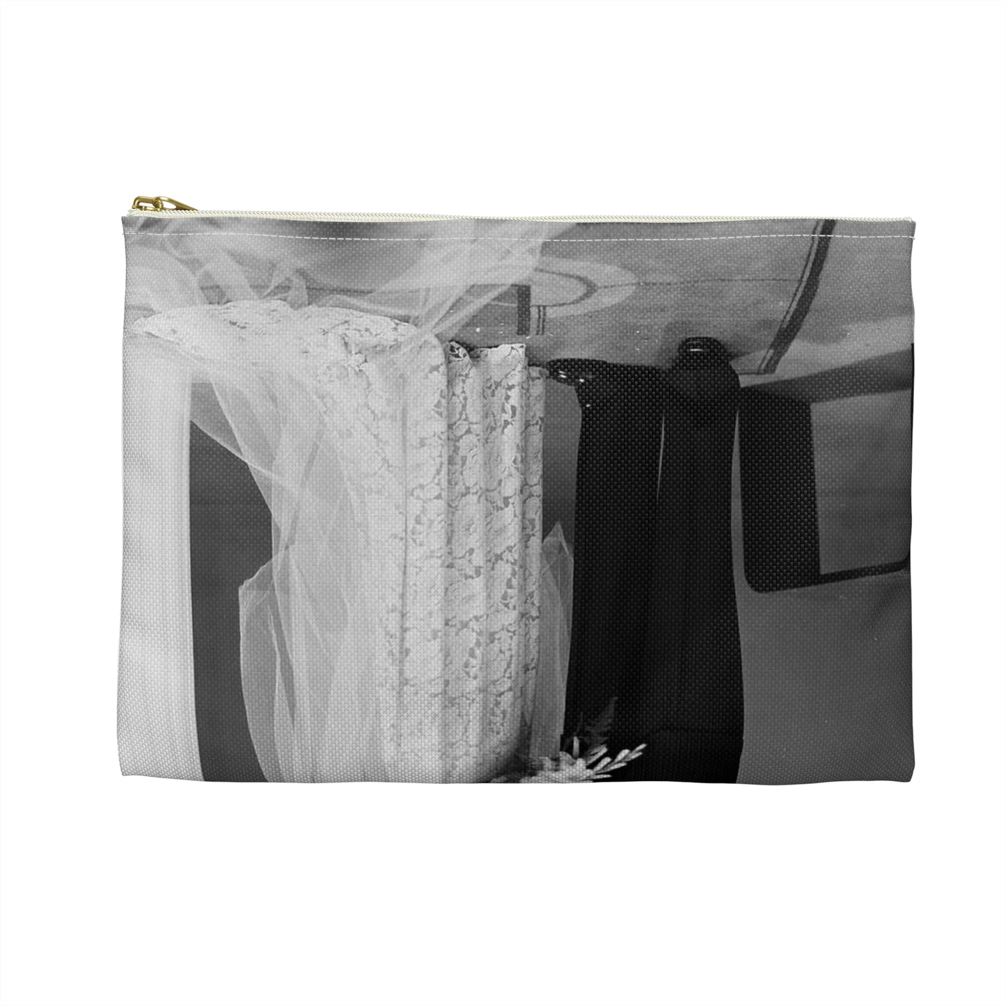 Atkins-Plummer wedding: the bride and groom Large Organizer Pouch with Black Zipper