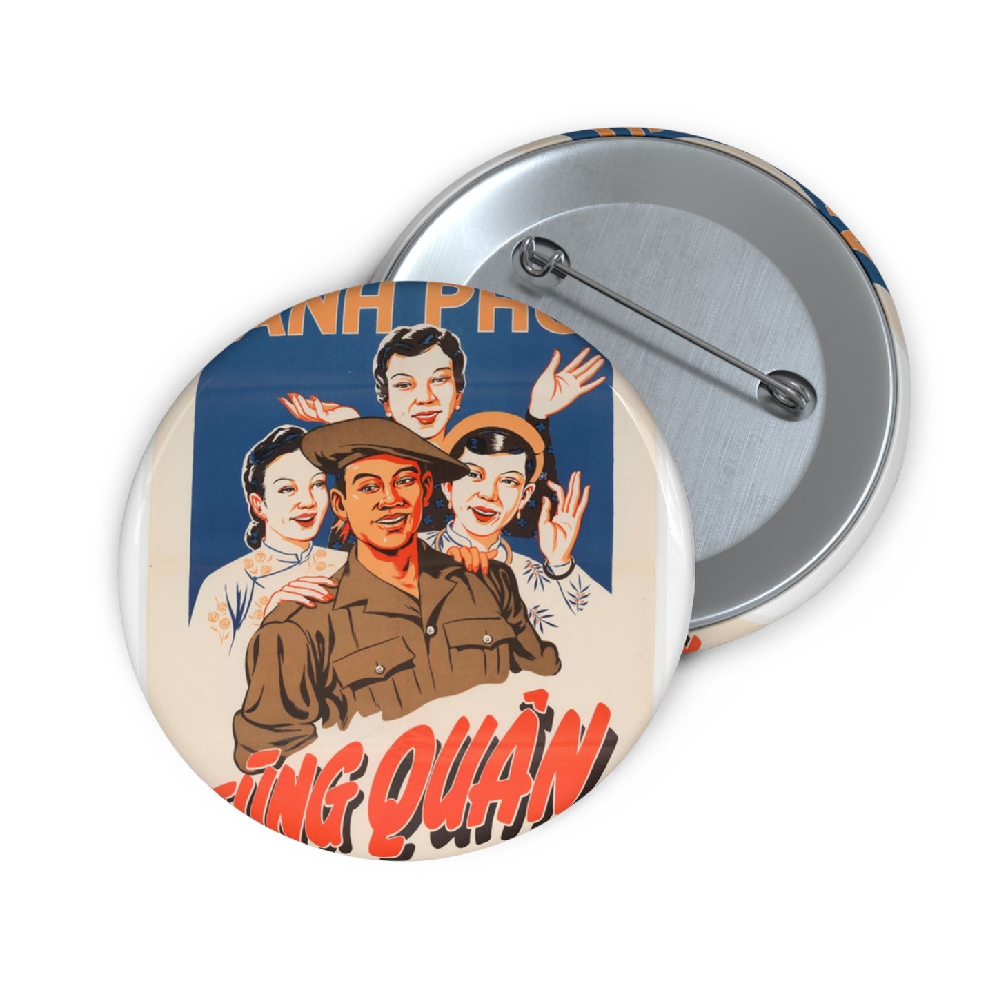 Viet Poster #5, Cold War American Propaganda poster Pin Buttons with Crisp Design