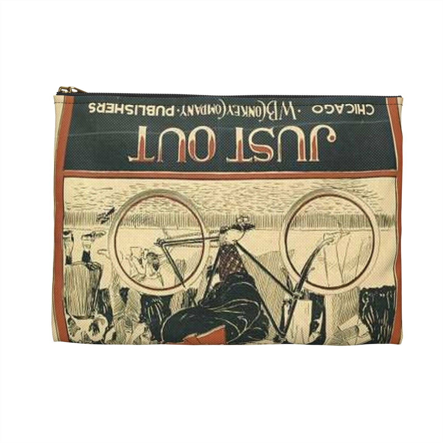 Picryl description: Public domain image of byciclyst, bike, bicycle wheel, sport event, free to use, no copyright restrictions. Large Organizer Pouch with Black Zipper