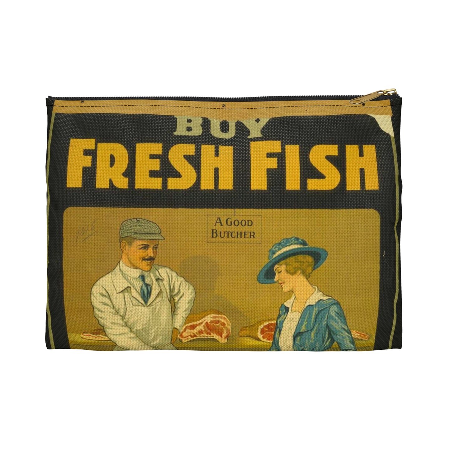 Buy fresh fish, save the meat for our soldiers and allies / E. Henderson. Large Organizer Pouch with Black Zipper