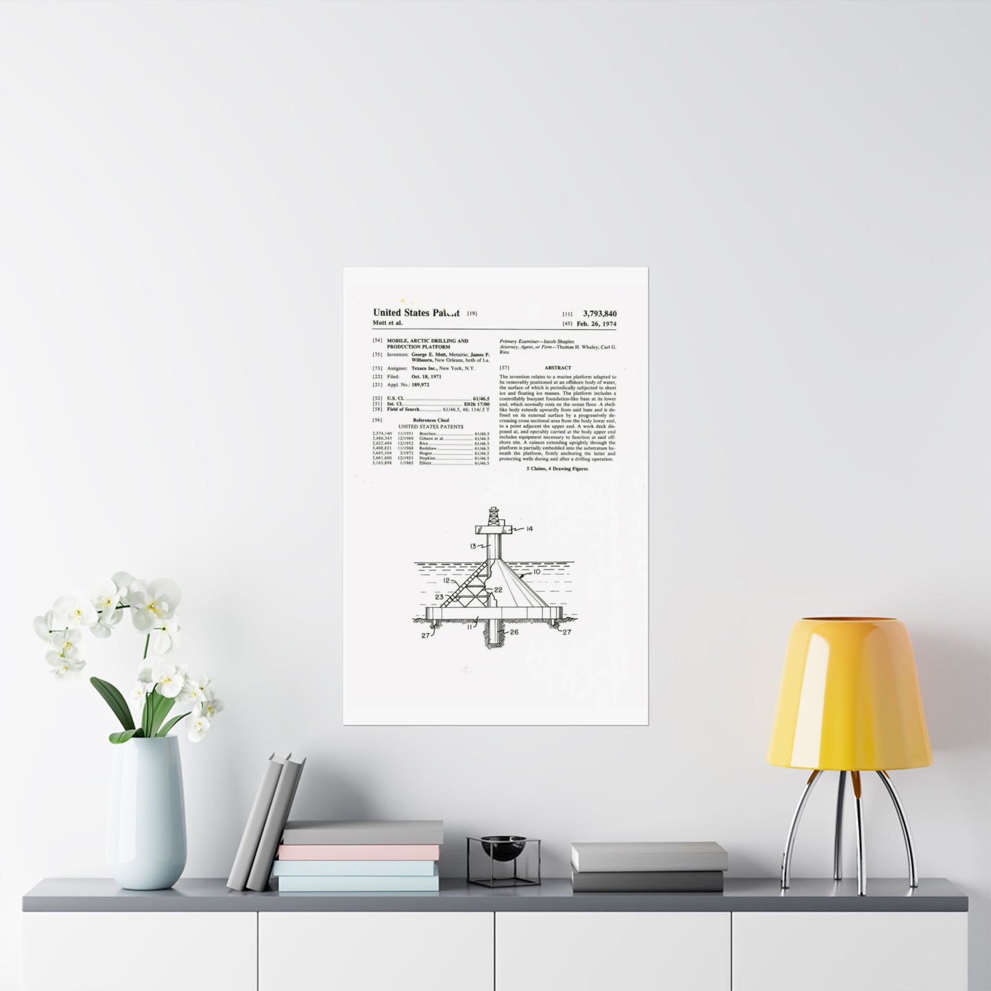 Patent Case File No. 3,793,840, Mobile Arctic Drilling and Production Platform, Inventor(s)- George E. Mott and James P. Wilbourn. - DPLA - 8f260bf2cd8926afbf4da017454f39b3 (page 6) High Quality Matte Wall Art Poster for Home, Office, Classroom