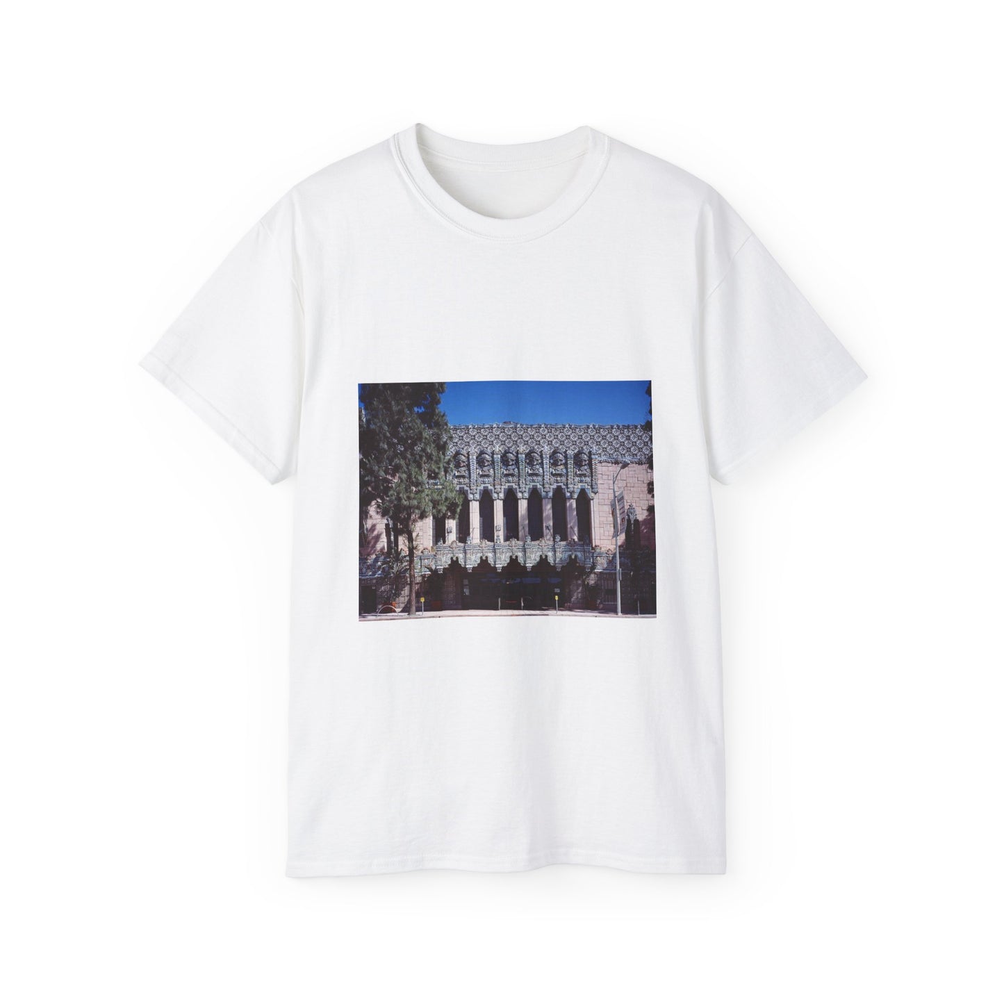 Photographs of buildings in Los Angeles, California and the surrounding area White T-Shirt Gildan 2000 Cotton Unisex