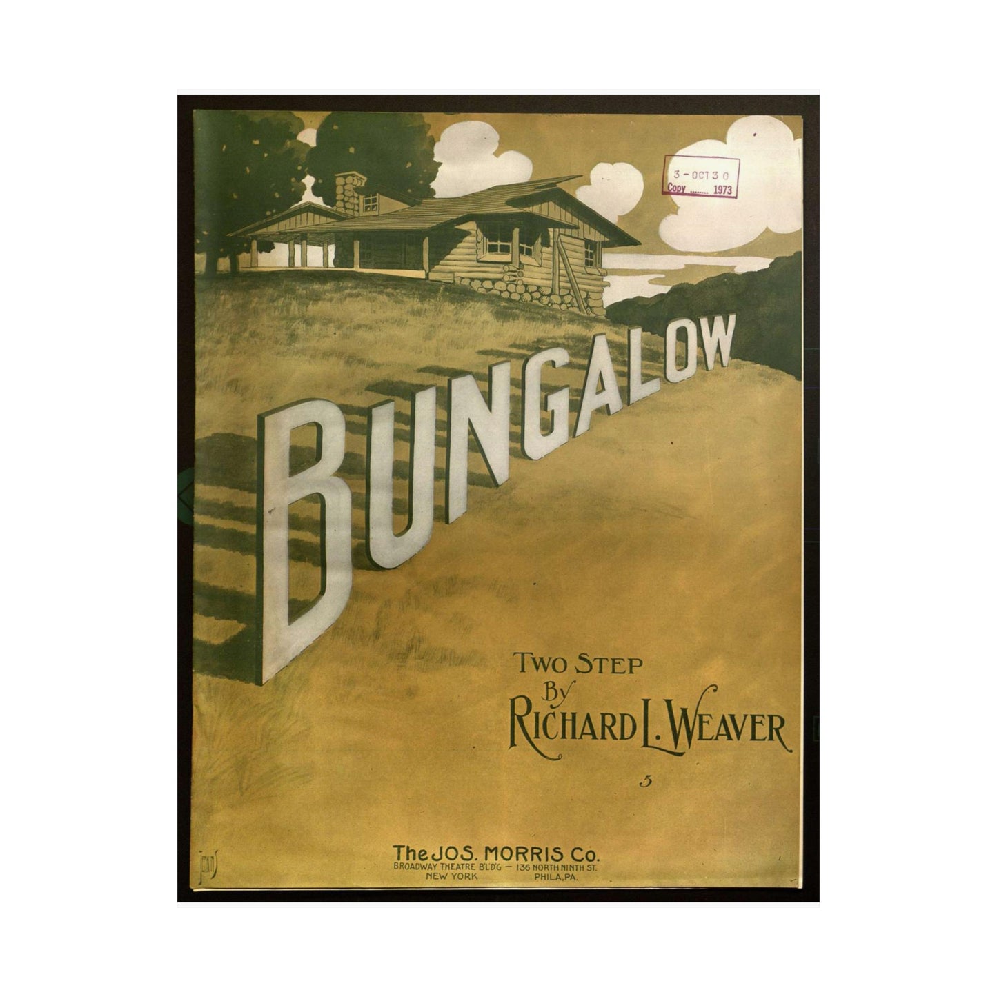 Bungalow, musical notation - Public domain American sheet music High Quality Matte Wall Art Poster for Home, Office, Classroom