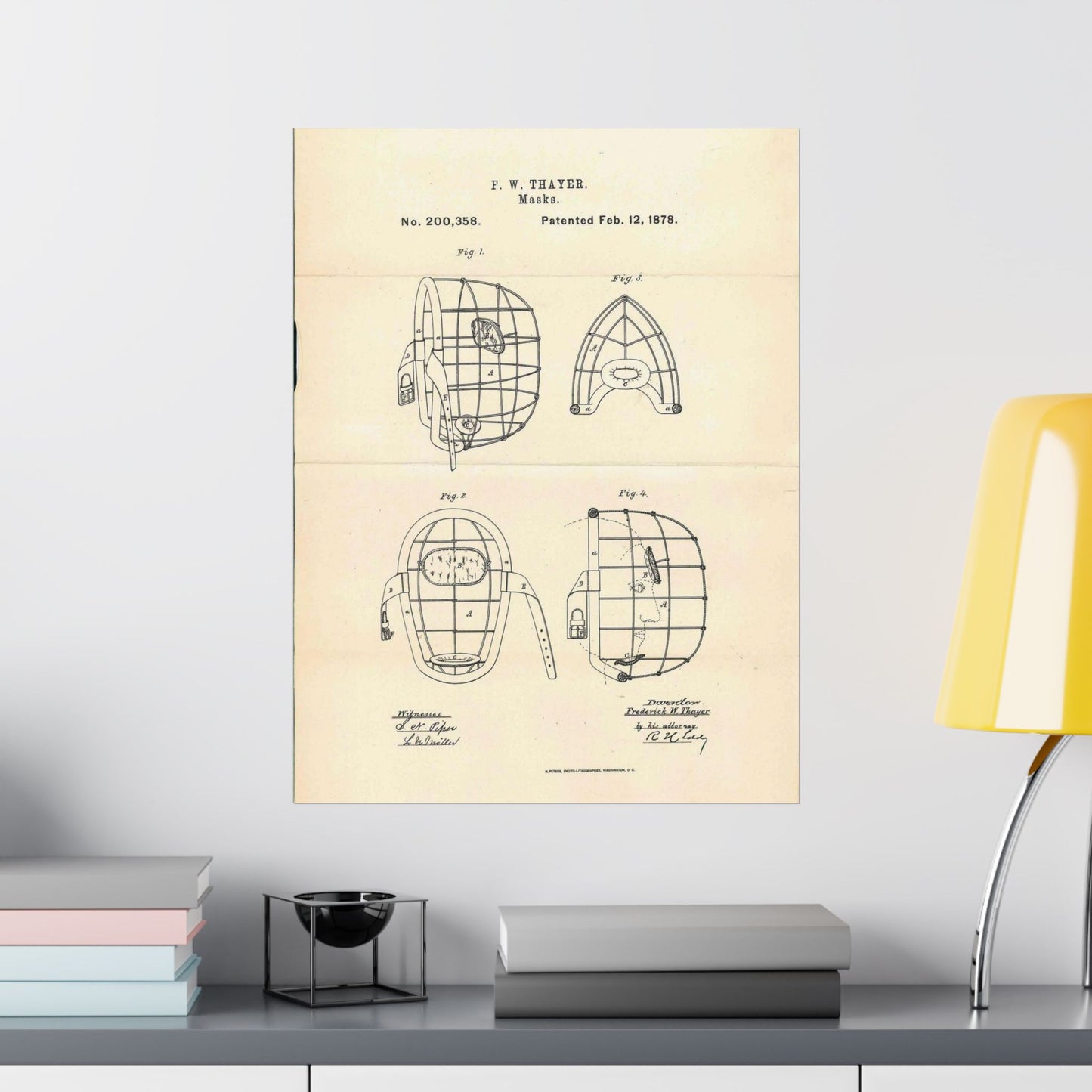 Patent Case File No. 200,358, Improvement in Masks, Inventor Frederick W. Thayer - DPLA - 7786b11b8abf0875f64205aeedc6d9c3 (page 11) High Quality Matte Wall Art Poster for Home, Office, Classroom