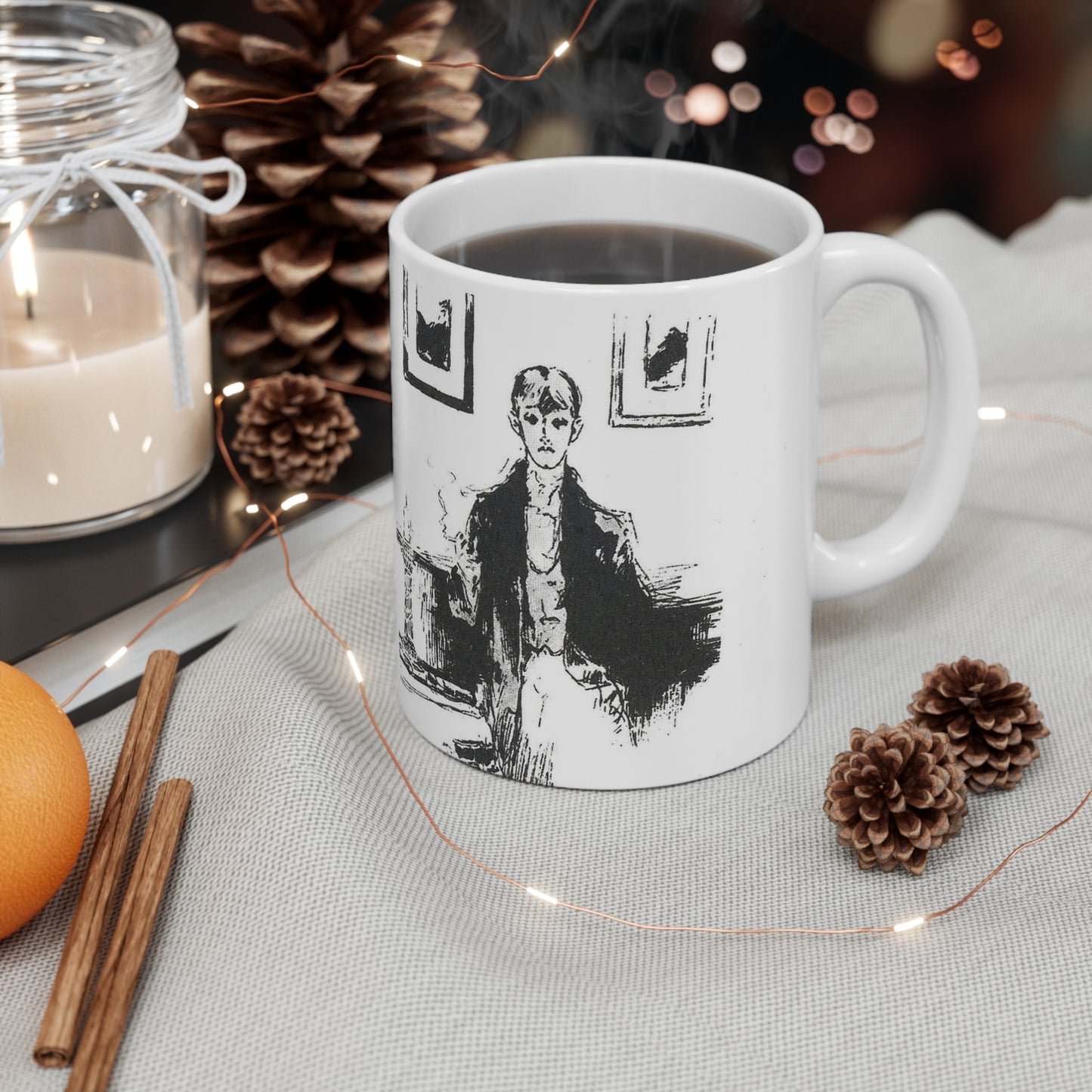 Aubrey Beardsley 5 - A drawing of a woman sitting on a couch Beautiful Novelty Ceramic Coffee Mug 11oz