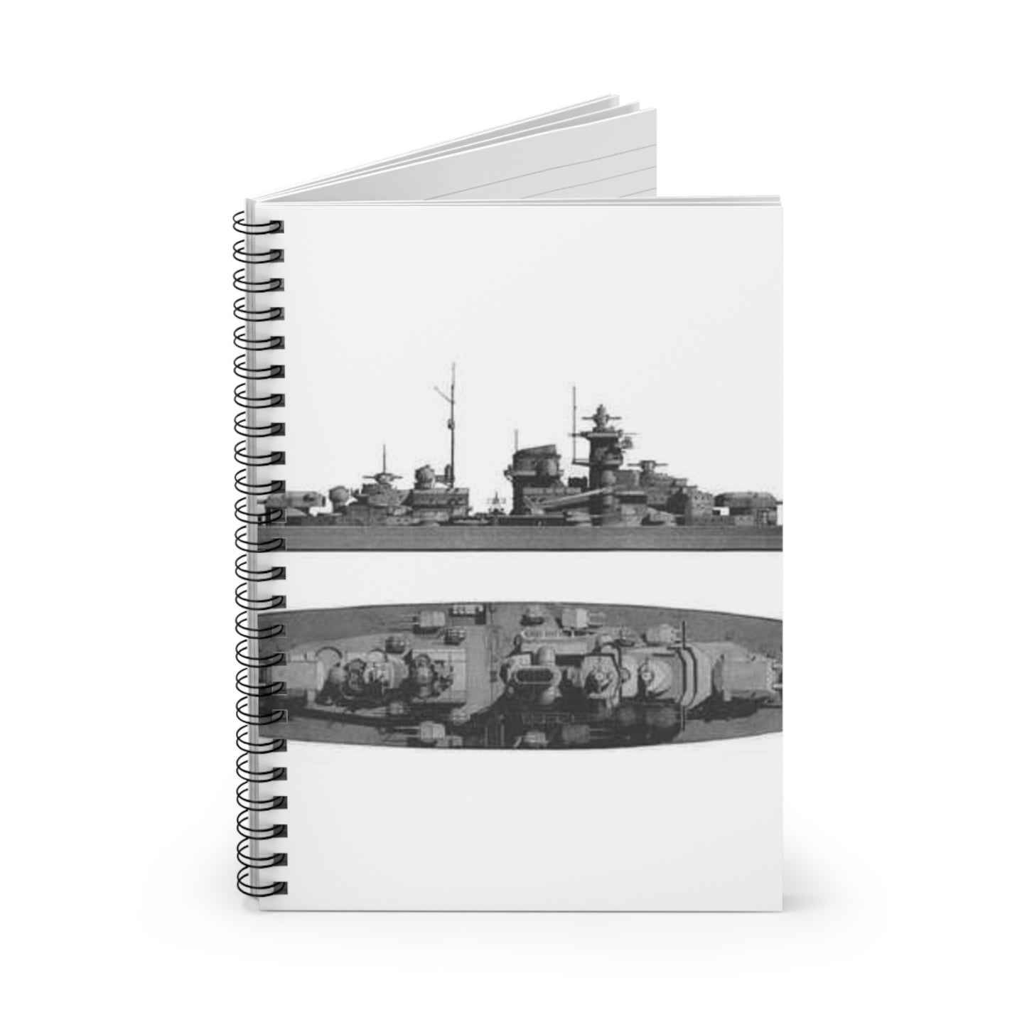 Battleship Tirpitz drawing Spiral Bound Ruled Notebook with Printed Cover