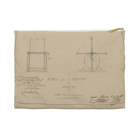 Patent drawing - Appareil propre à la direction des aerostats plans annèxes à la demande d'un brevet pour une durée de 15 ans / / apprové à [...] Sourbieu & Pre. Pradel, 1852 septembre 9. Public domain  image Large Organizer Pouch with Black Zipper