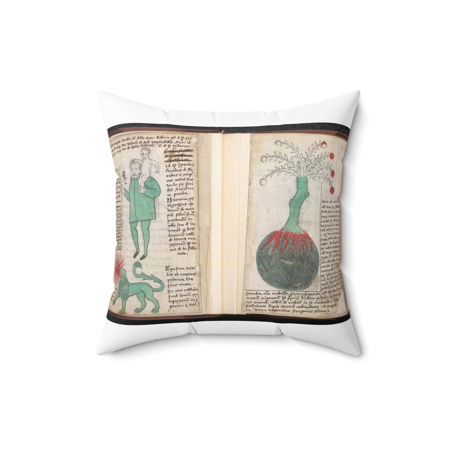 Christopher, lion, and a plant from BL Sloane 1171, ff. 7v-8 Decorative Accent Square Pillow