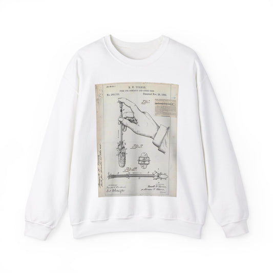 Patent drawing - for R. W. Turner's Fork for Domestic and Other Uses Public domain  image White Heavy Blend Adult Crew Neck SweatShirt