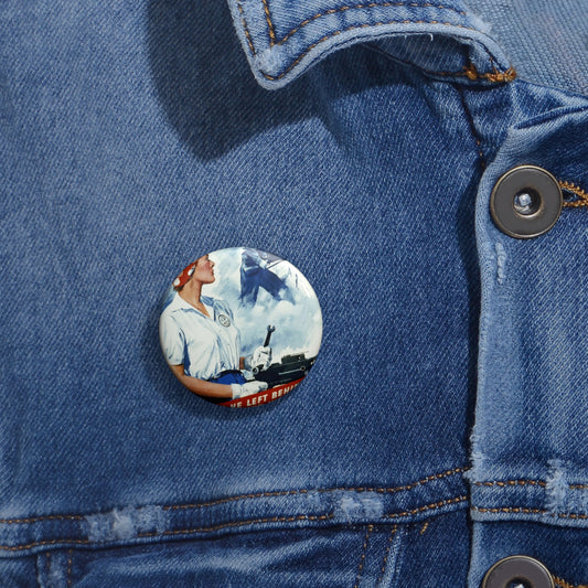 "The girl he left behind" is still behind him--She's a WOW Adolph Treidler Pin Buttons with Crisp Design