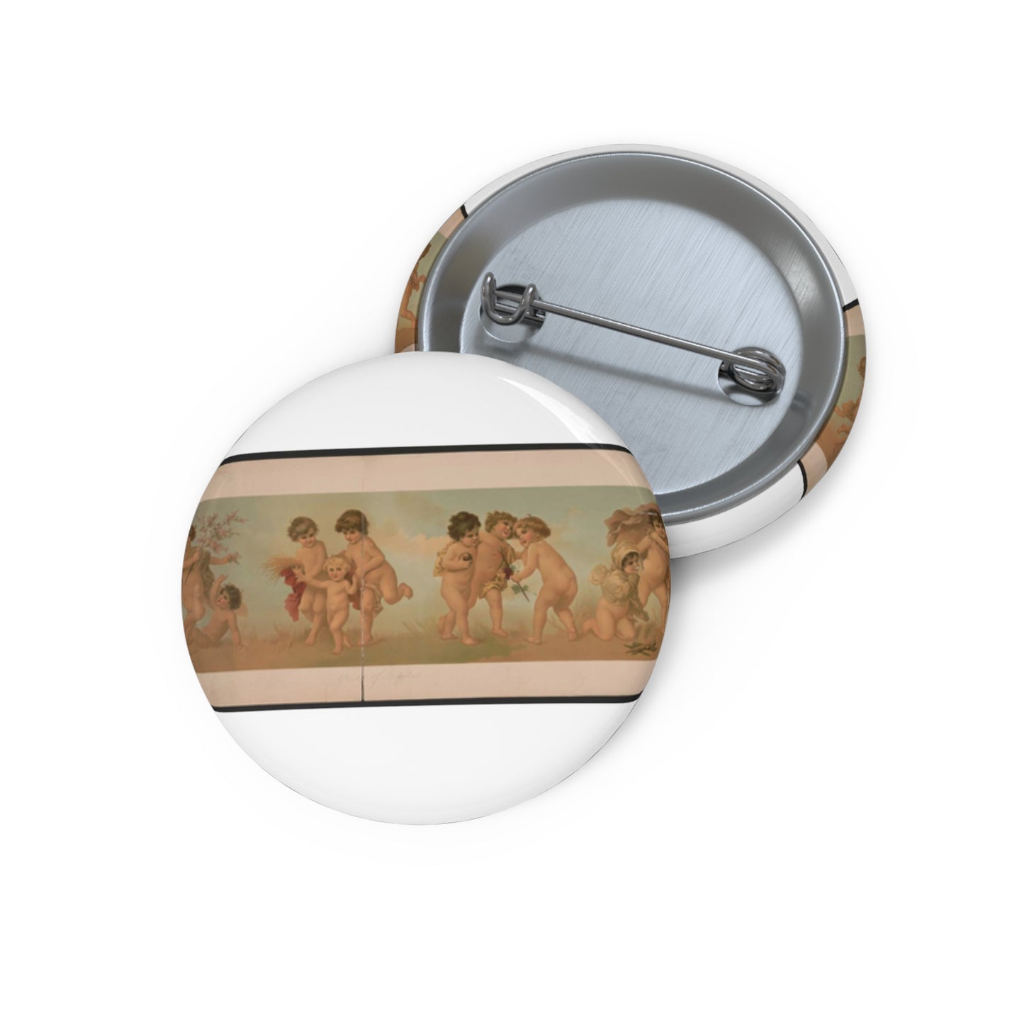 Yard of cupids - Print, Library of Congress collection Pin Buttons with Crisp Design