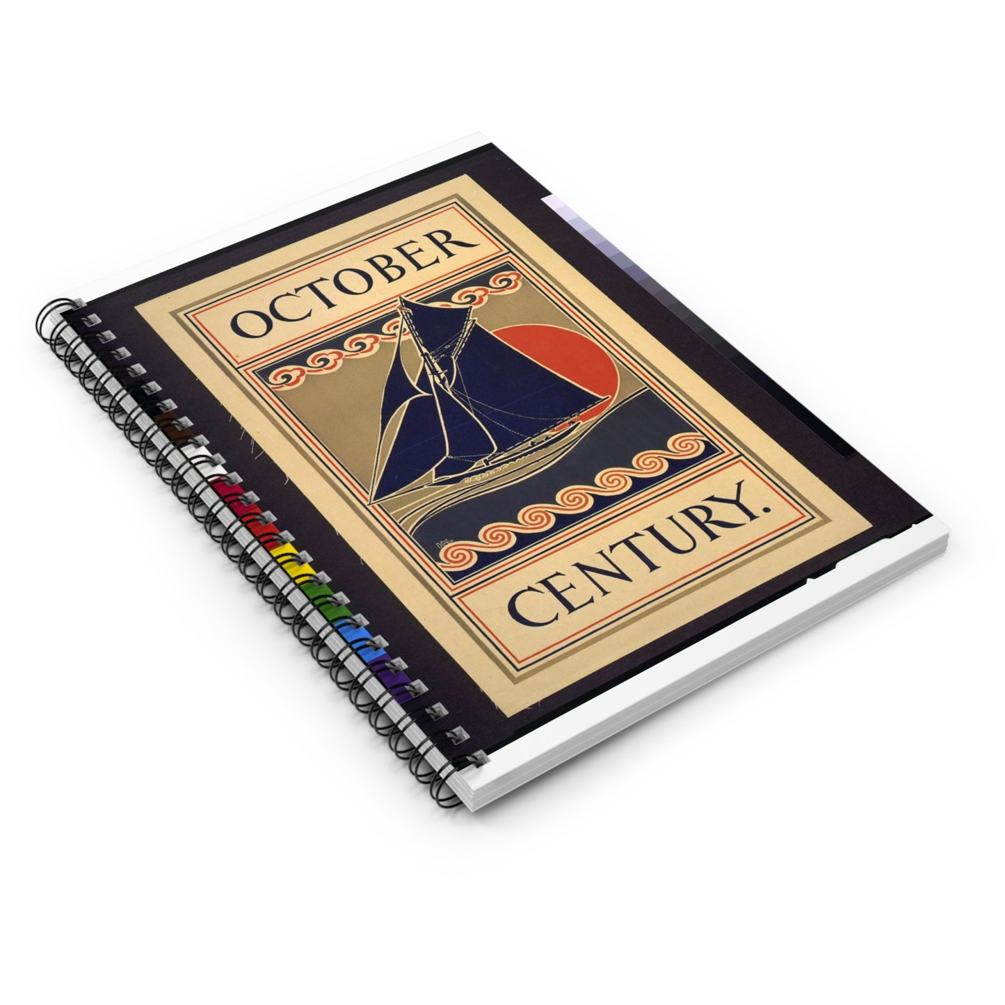 October Century / HML. - Art nouveau public domain poster Spiral Bound Ruled Notebook with Printed Cover