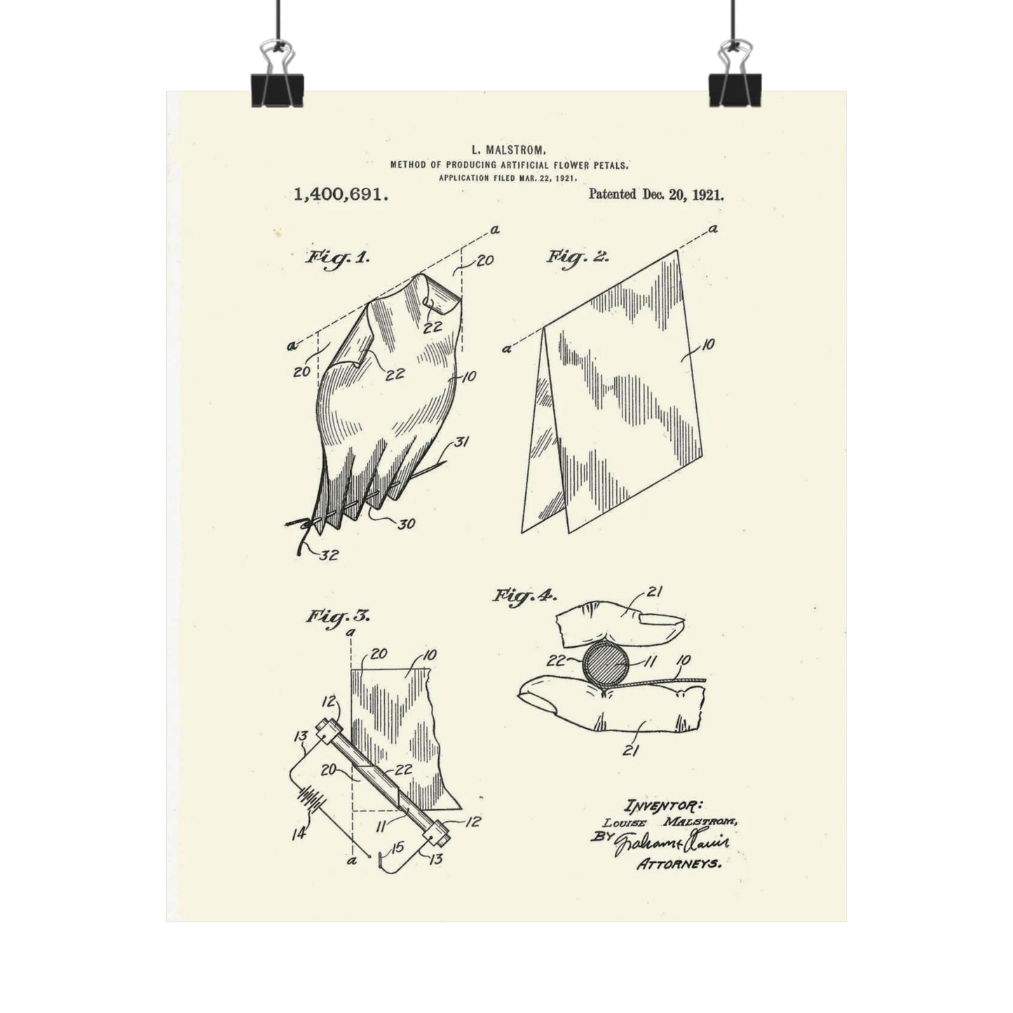 Patent Case File No. 1,400,691, Method of Producing Artificial-Flower Petals, Inventor- Louise Malstrom. - DPLA - 6710c28c24e0449480bf0fb8ddb4a41d (page 4) High Quality Matte Wall Art Poster for Home, Office, Classroom