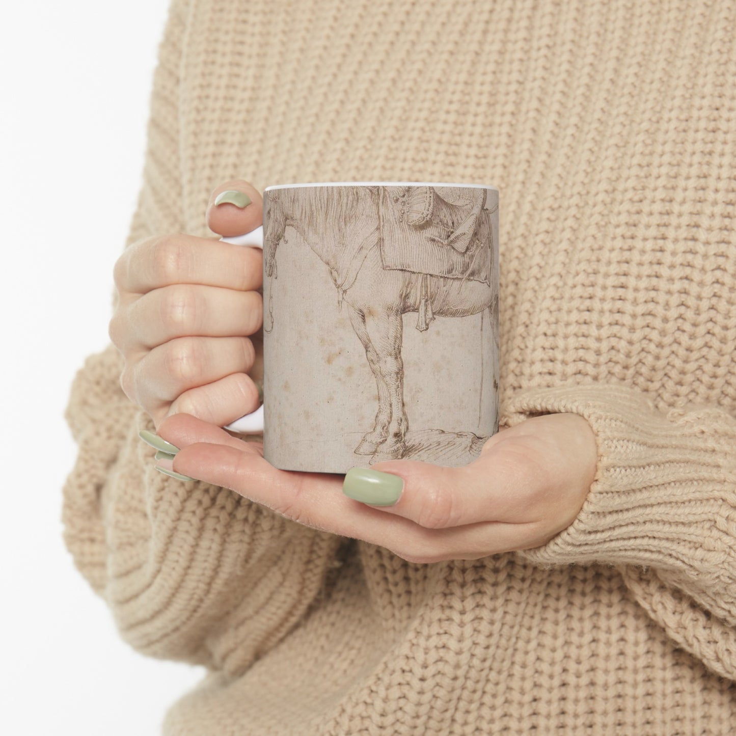 Two studies of a saddled horse and of a horse with a boy astride; verso: Study of a bean plant Beautiful Novelty Ceramic Coffee Mug 11oz