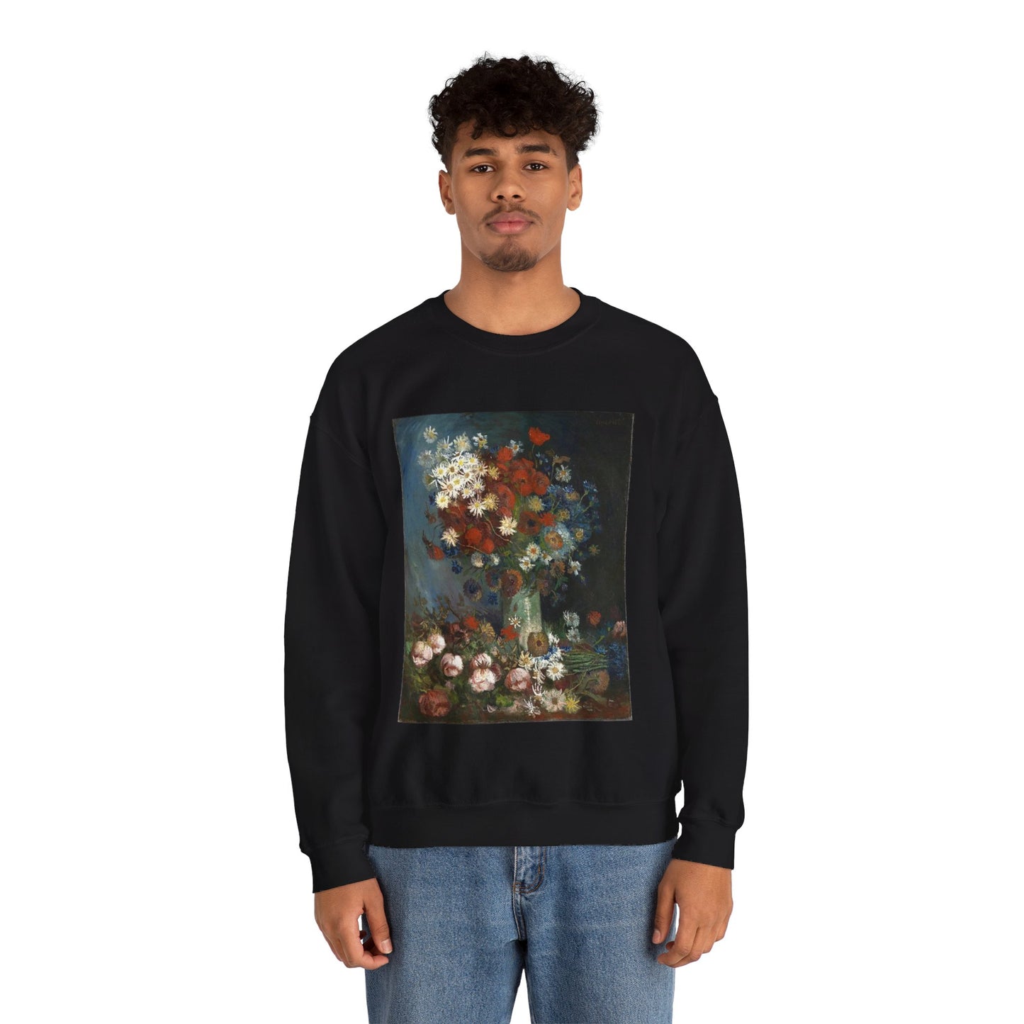 Still life with meadow flowers and roses Van Gogh 1886 Black Heavy Blend Adult Crew Neck SweatShirt