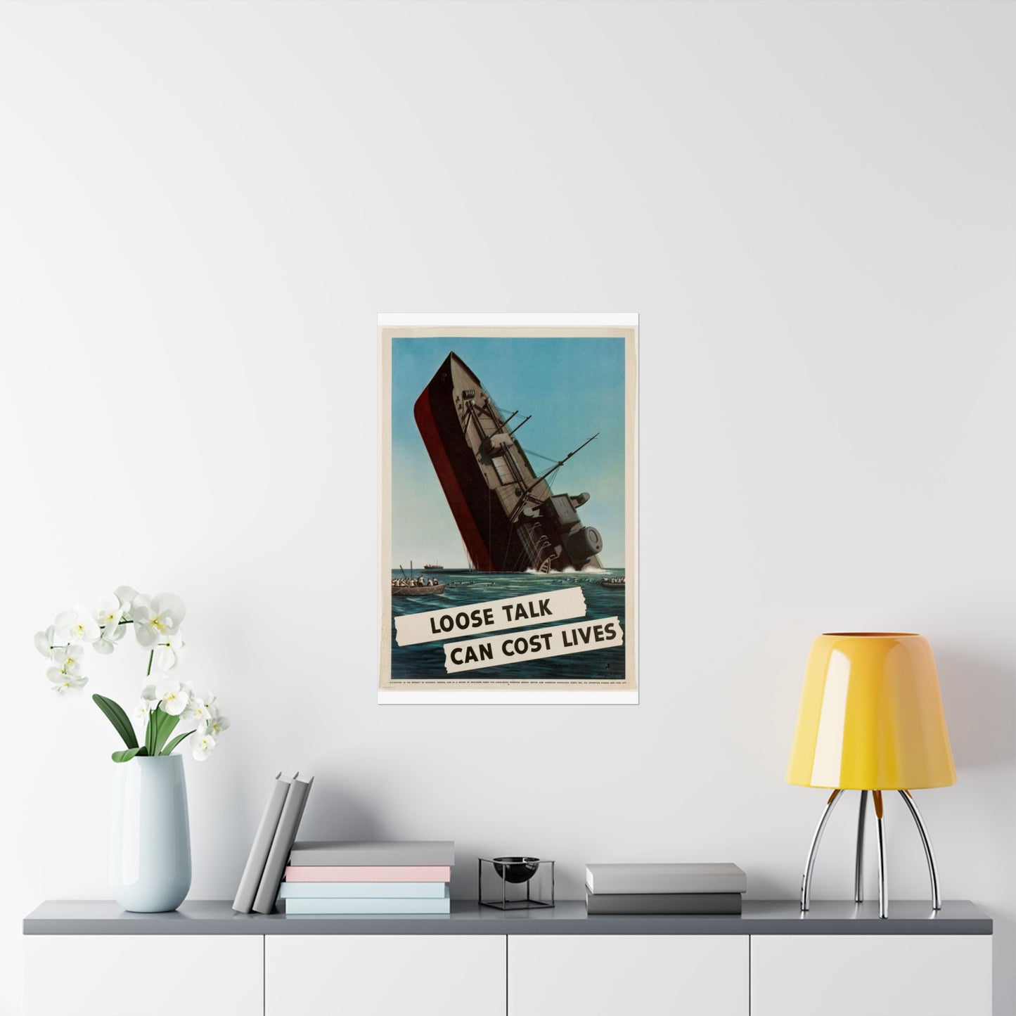 Loose talk can cost lives - Art Deco public domain image High Quality Matte Wall Art Poster for Home, Office, Classroom