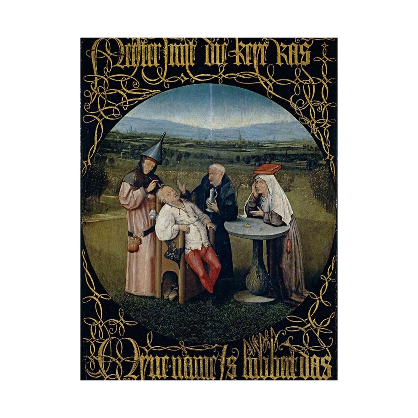 Hieronymus Bosch 053 - A painting of a group of people sitting around a table High Quality Matte Wall Art Poster for Home, Office, Classroom