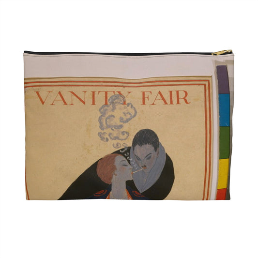 Couple lighting cigarettes - Public domain dedication image Large Organizer Pouch with Black Zipper