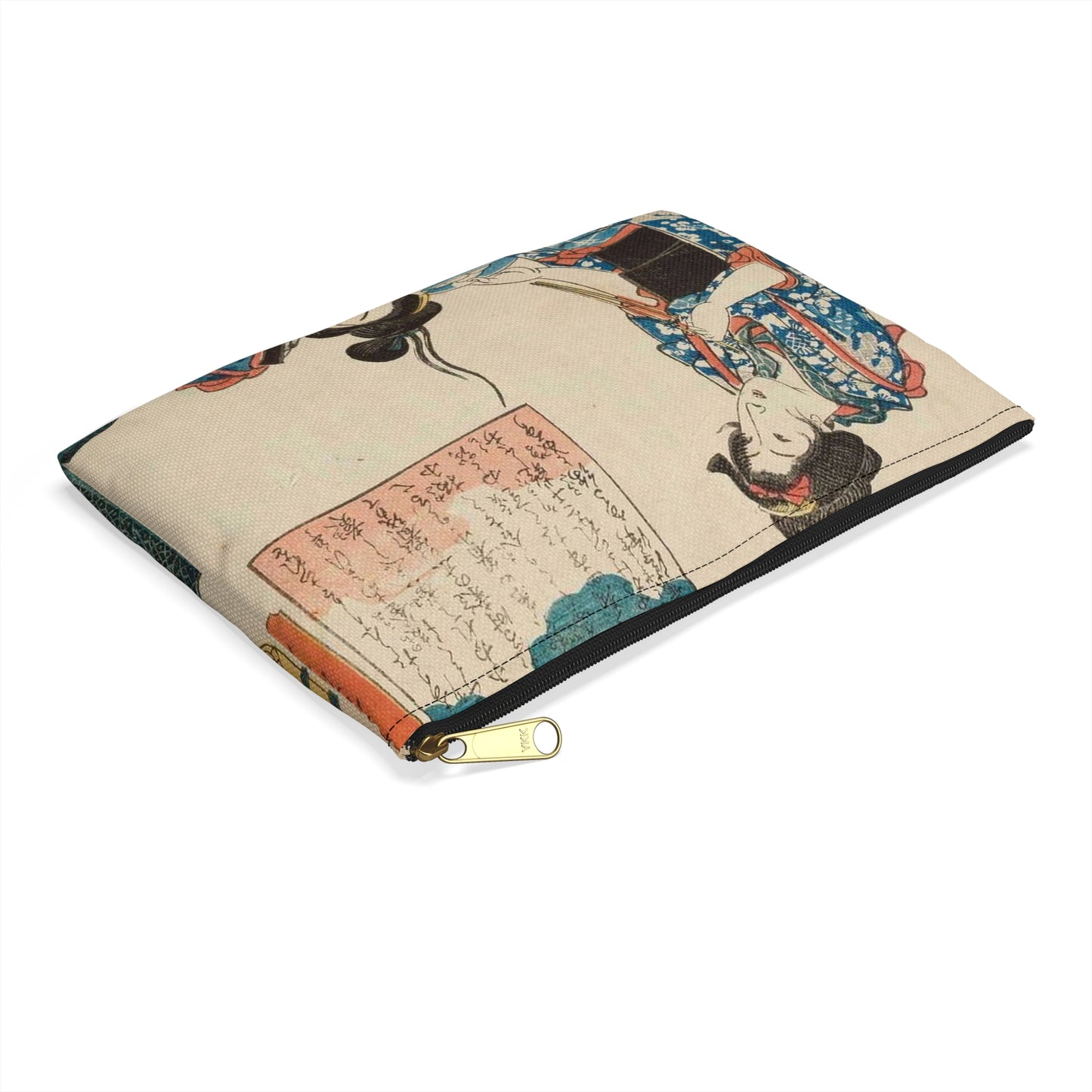 Utagawa Hiroshige I - Kobiety zajęte kokonami jedwabników; rycina z cyklu Kaiko (hodowla jedwabników) Large Organizer Pouch with Black Zipper