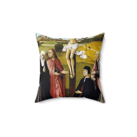 Hieronymus Bosch - CrucifixionWithADonorBosch Decorative Accent Square Pillow