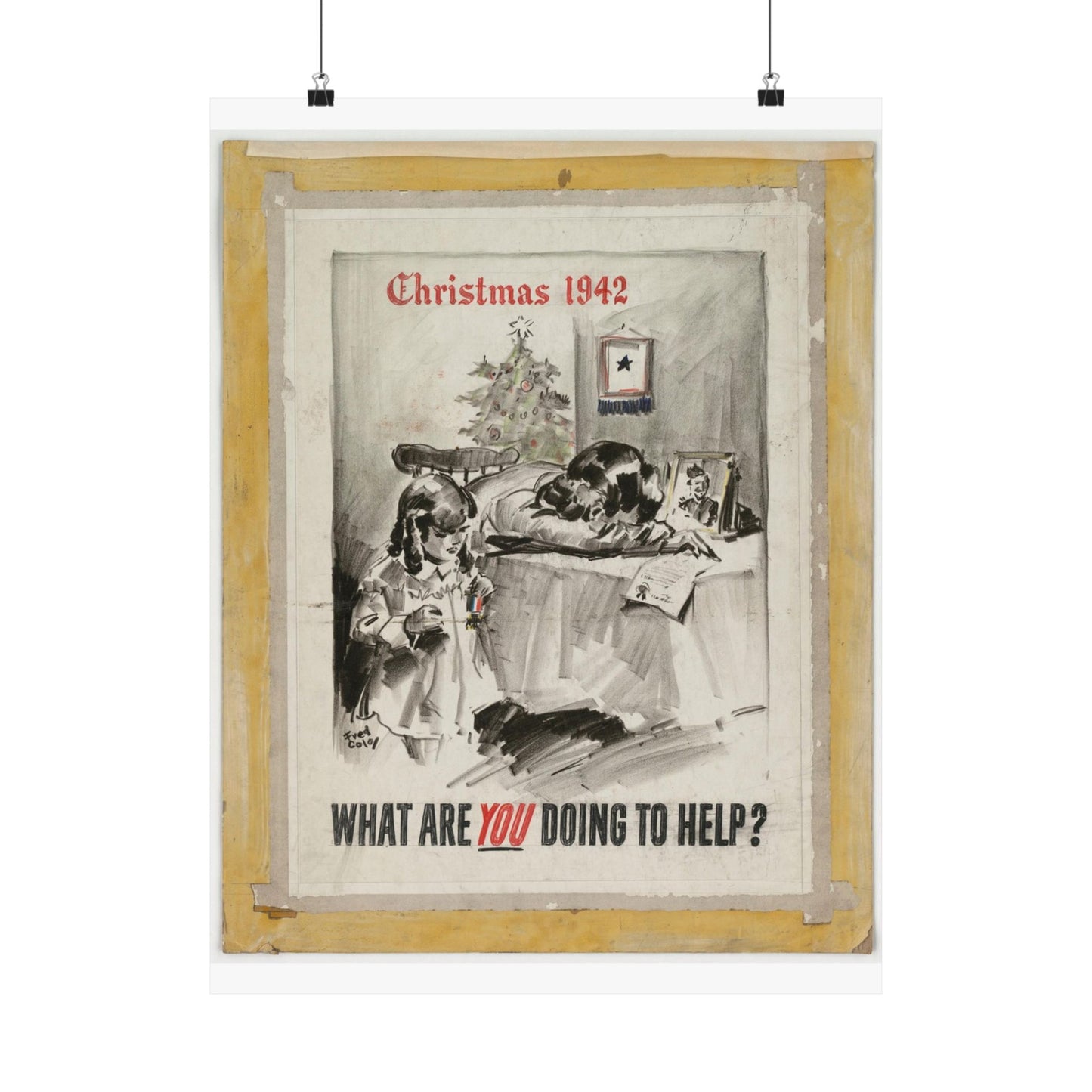 What Are You Doing to Help?  Christmas 1942 High Quality Matte Wall Art Poster for Home, Office, Classroom