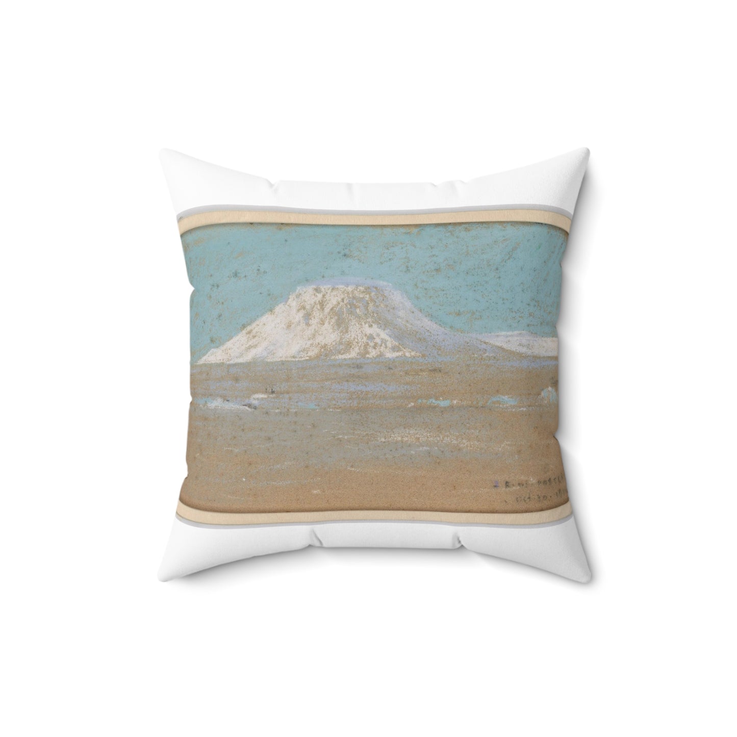 Sketch of a Mountain Rising from a Glacier Decorative Accent Square Pillow