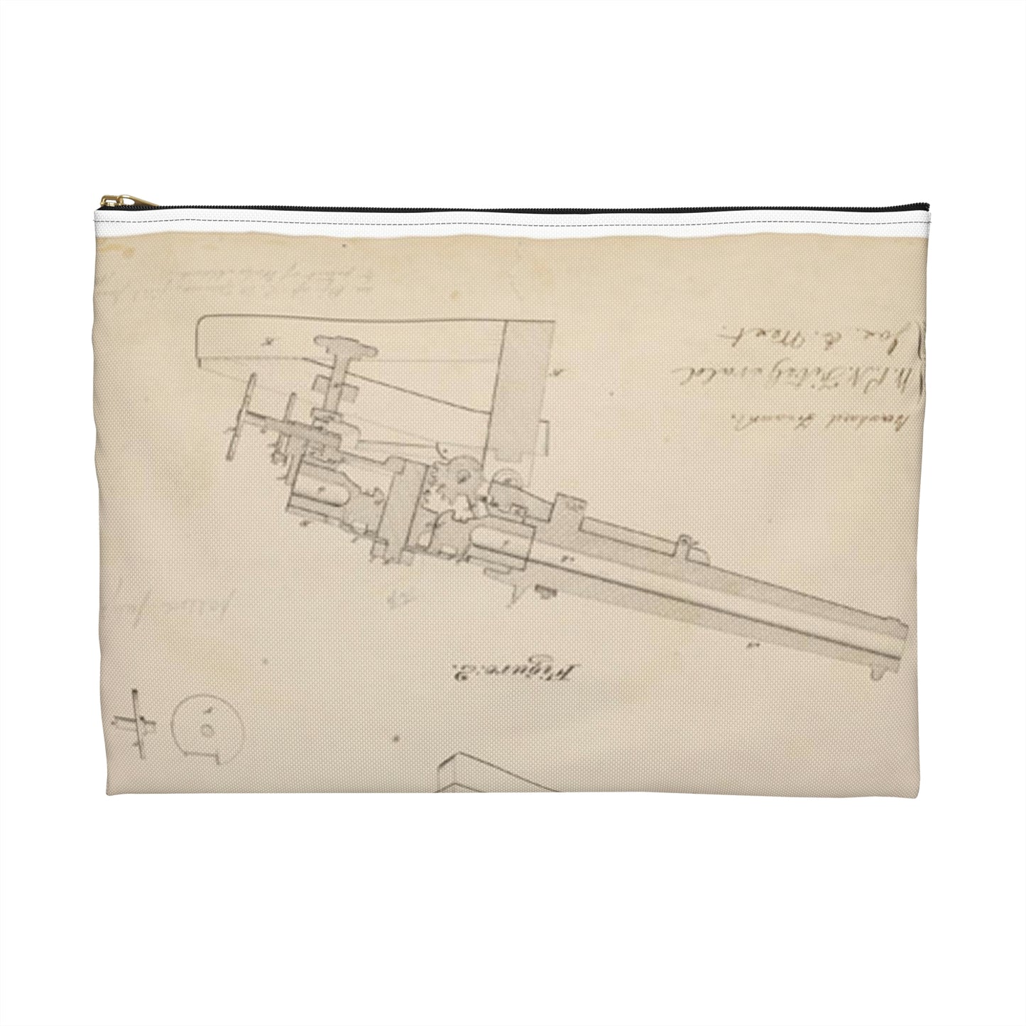 Patent drawing - Drawing of Improvements in Breech-Loading Repeating Cannon Public domain  image Large Organizer Pouch with Black Zipper