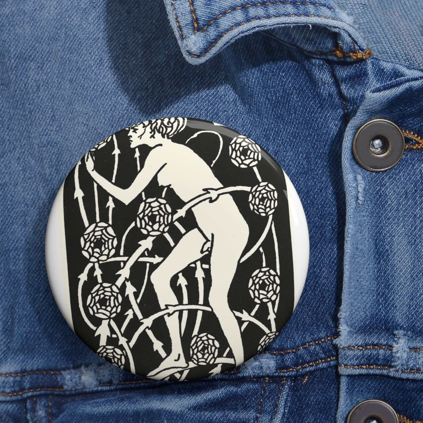 Hermaphroditus. Aubrey Beardsley - Le Morte d'Arthur Pin Buttons with Crisp Design