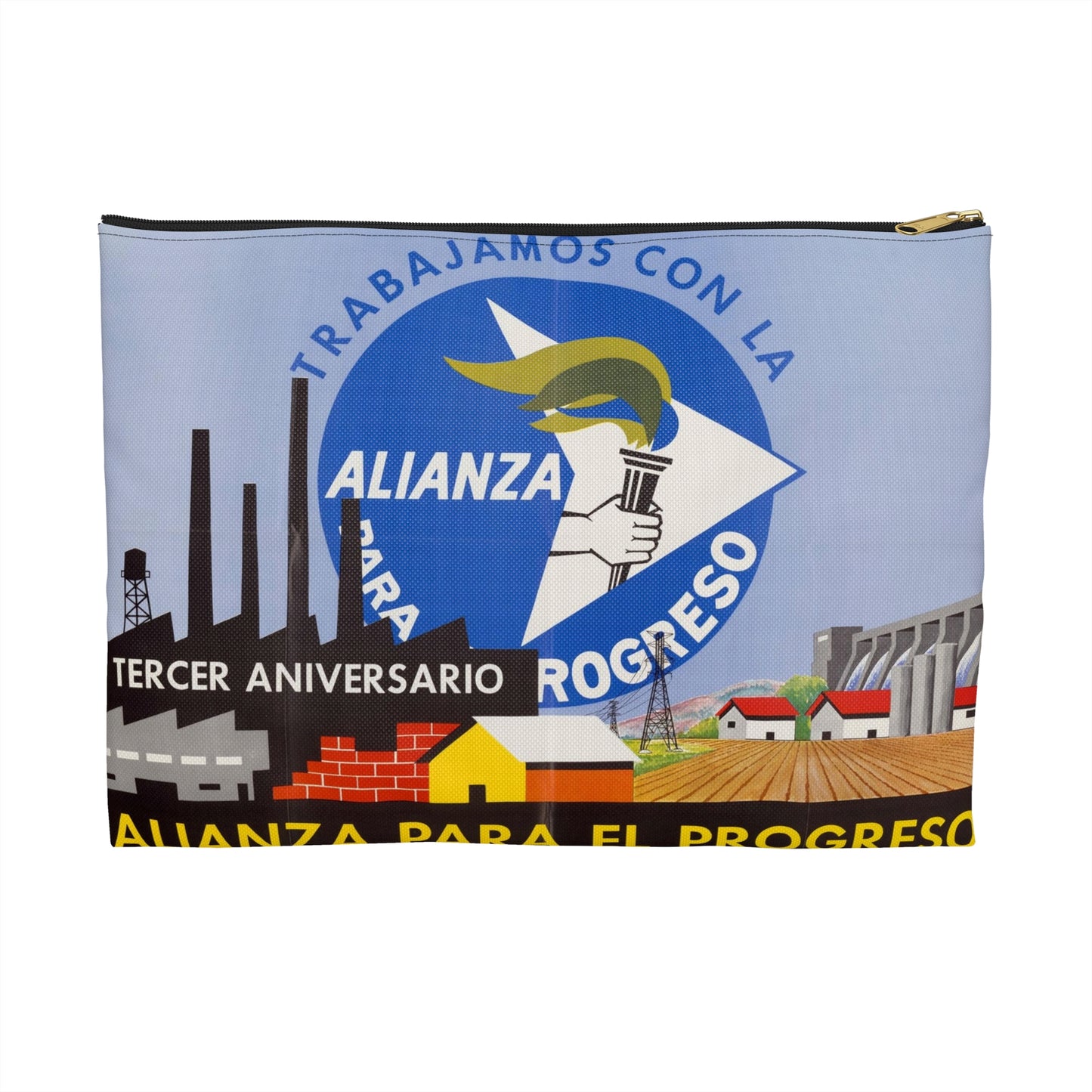 Alliance Posters, Cold War American Propaganda poster Large Organizer Pouch with Black Zipper