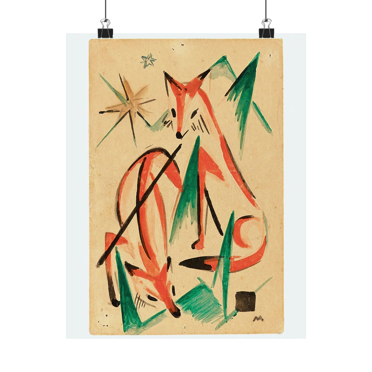 Franz Marc Füchse 1913 - A painting of a fox and a star  - Matte Vertical Posters