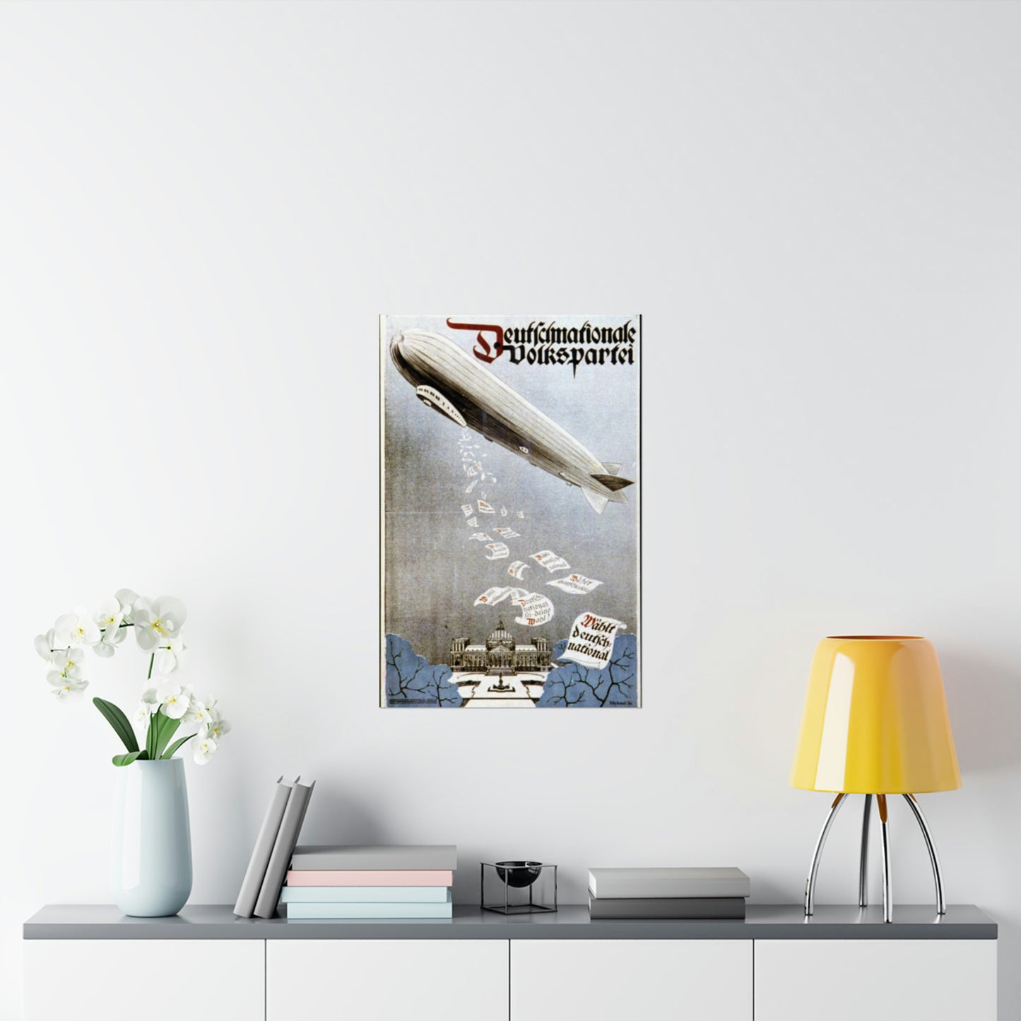 german election poster. oct 1924 -  Deutsche Zeppelin Reederei Company High Quality Matte Wall Art Poster for Home, Office, Classroom