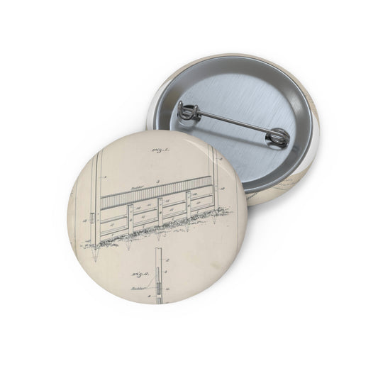 Patent Drawing of Engine - for A. Pascocello' Steeplechase or Hurdle Fence Public domain  image Pin Buttons with Crisp Design