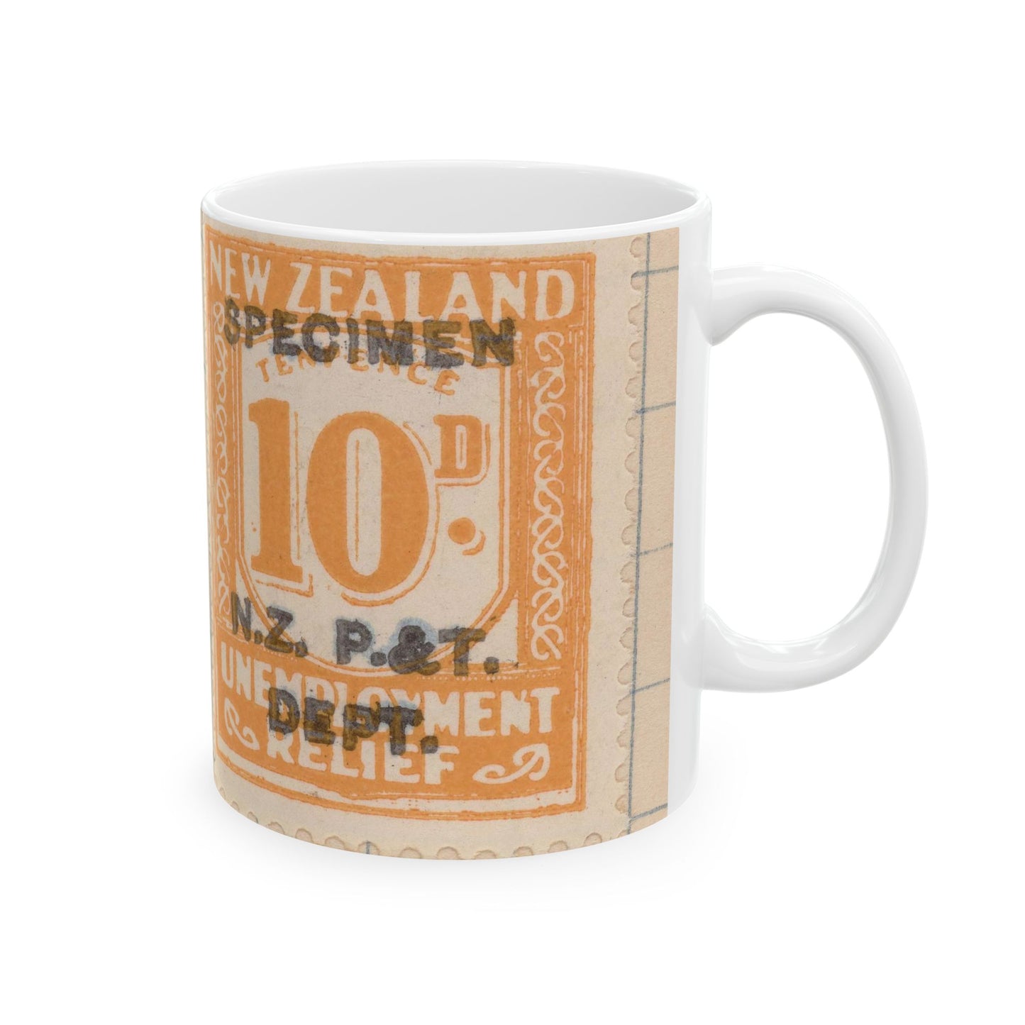 Ten penny Unemployment Relief stamp overprinted 'Specimen' Beautiful Novelty Ceramic Coffee Mug 11oz