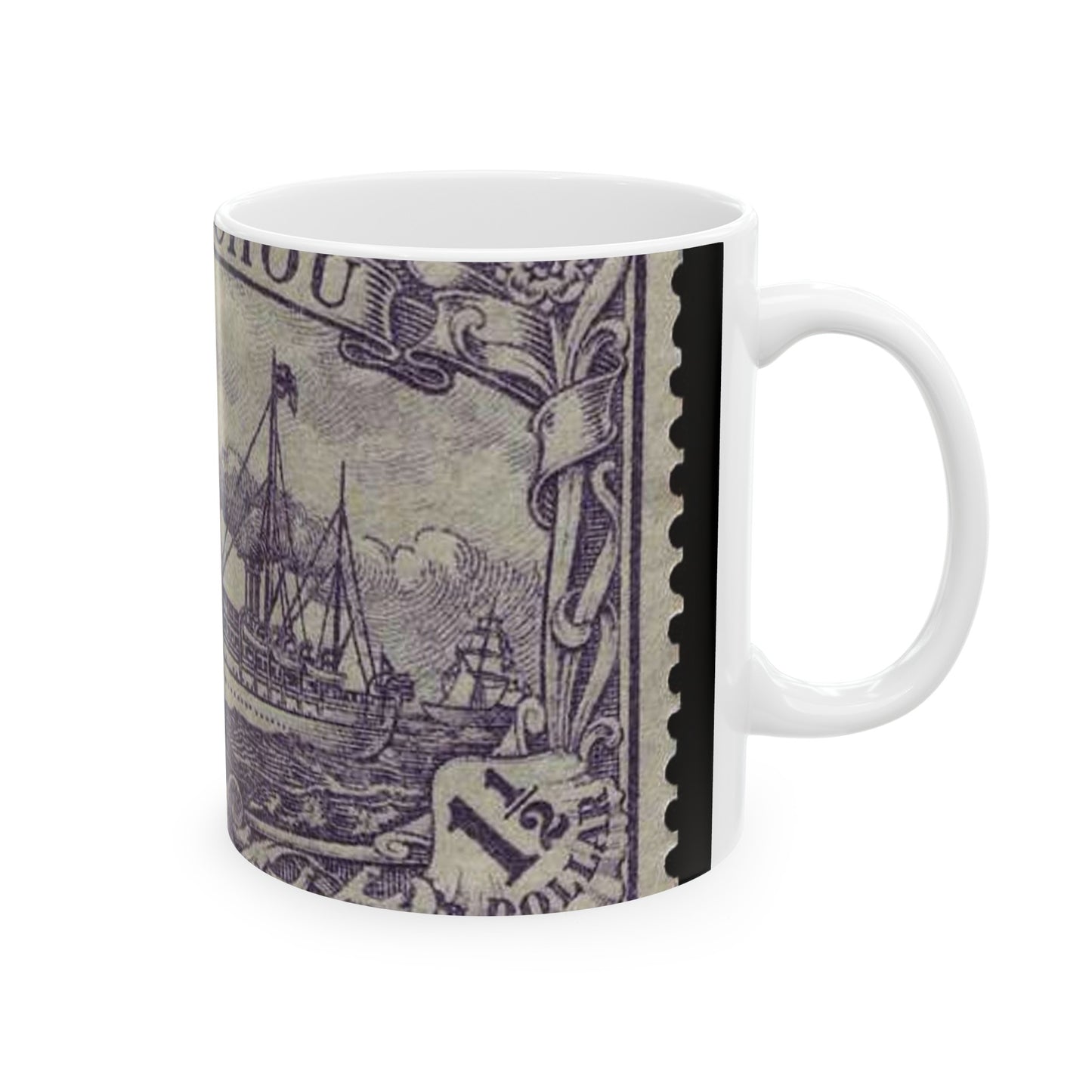 D-Kiautschou 1919 36 II B - public domain postal stamp scan Beautiful Novelty Ceramic Coffee Mug 11oz