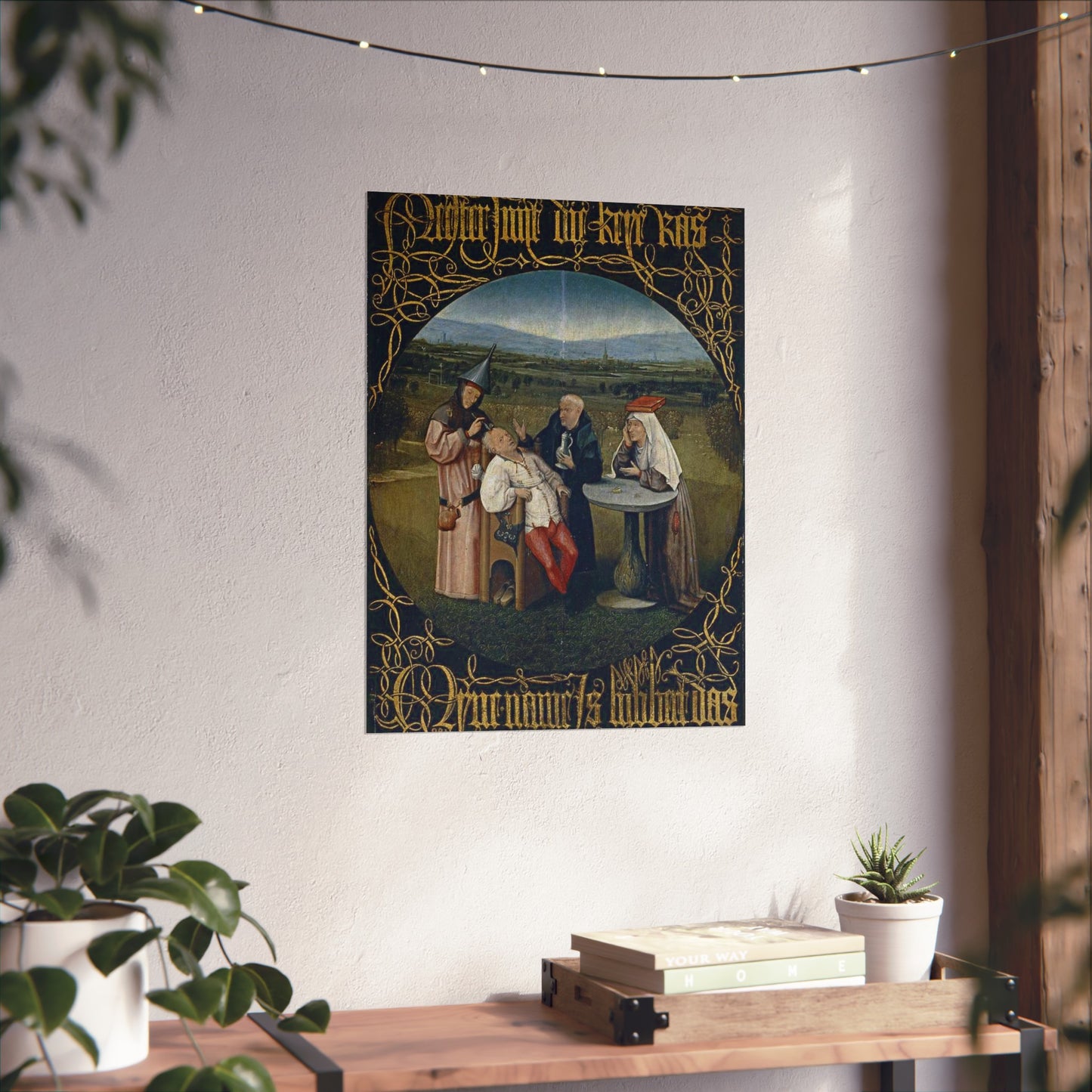 Hieronymus Bosch 053 - A painting of a group of people sitting around a table High Quality Matte Wall Art Poster for Home, Office, Classroom