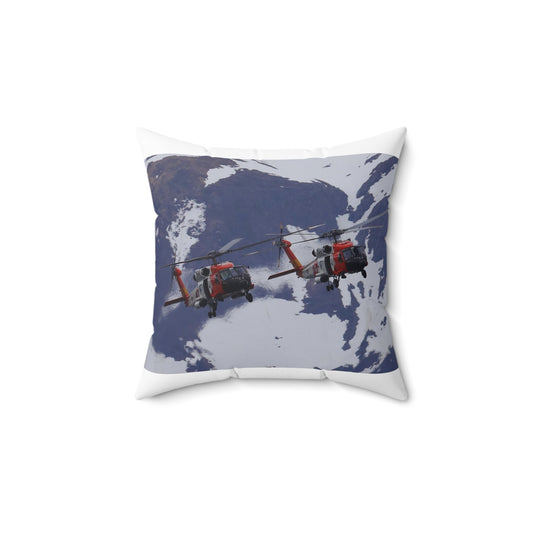 Two Coast Guard Air Station Sitka MH-60 Jayhawk helicopter Decorative Accent Square Pillow