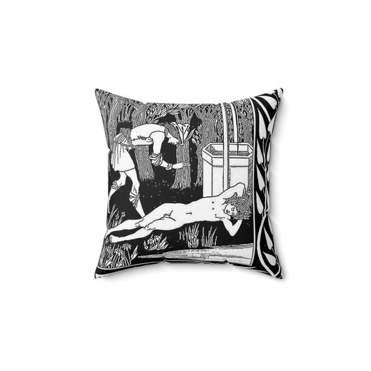 Aubrey Beardsley - How King Marke found Sir Tristram Decorative Accent Square Pillow