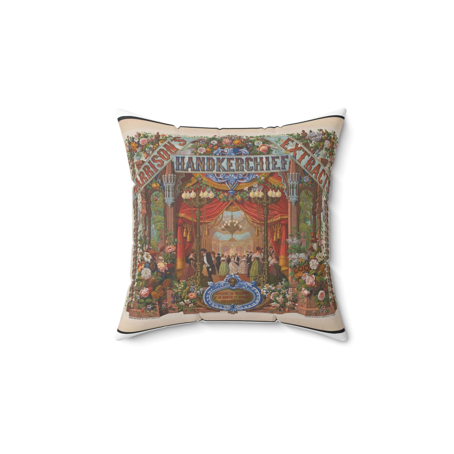 Harrison's handkerchief extracts Apollos W. Harrison No. 10 South 7th Street Philadelphia / / Alphonse Bigot del. ; designed and drawn on stone by Alphonse Bigot. Decorative Accent Square Pillow