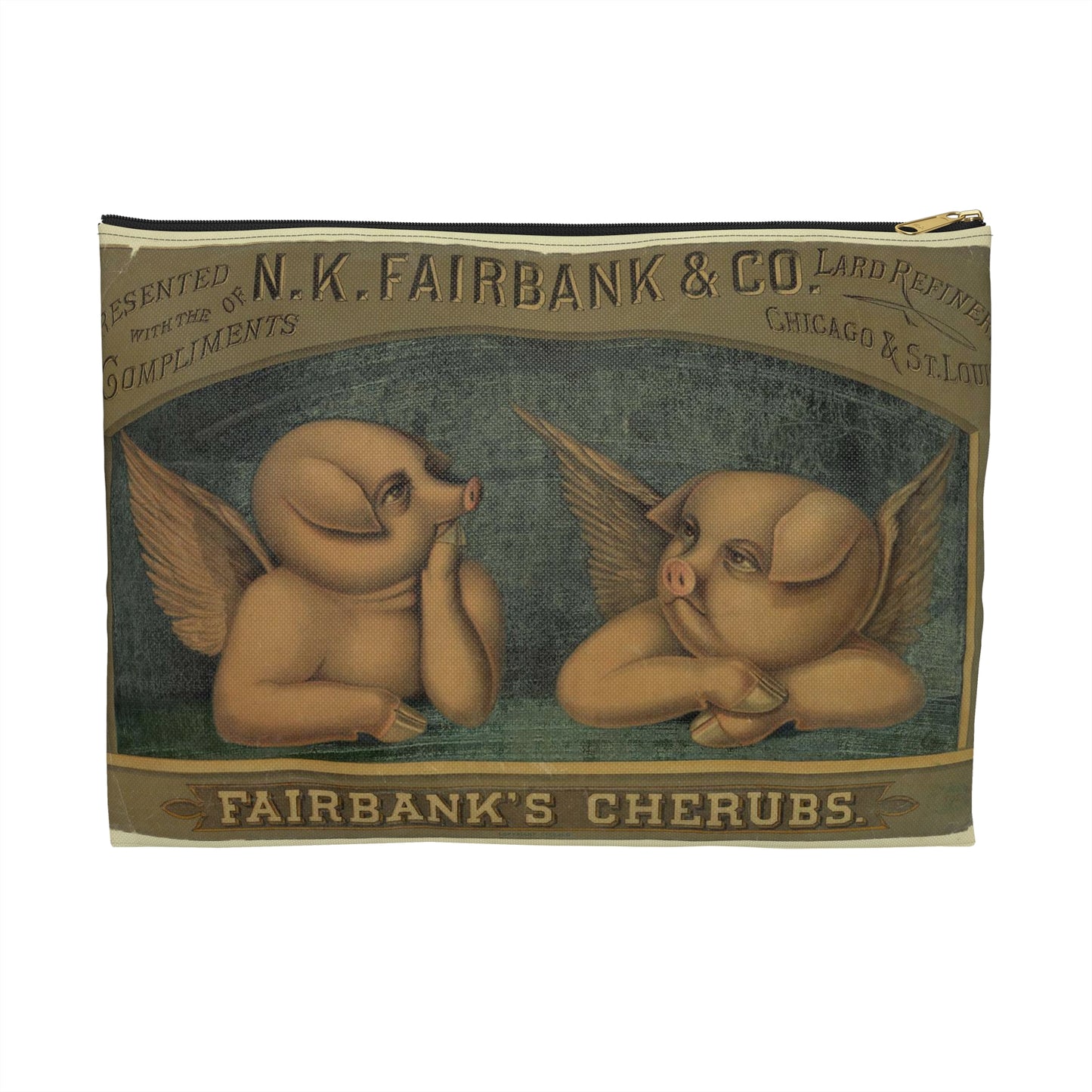 Fairbank's cherubs--Presented with the compliments of N.K. Fairbank & Co., lard refiners, Chicago & St. Louis Large Organizer Pouch with Black Zipper