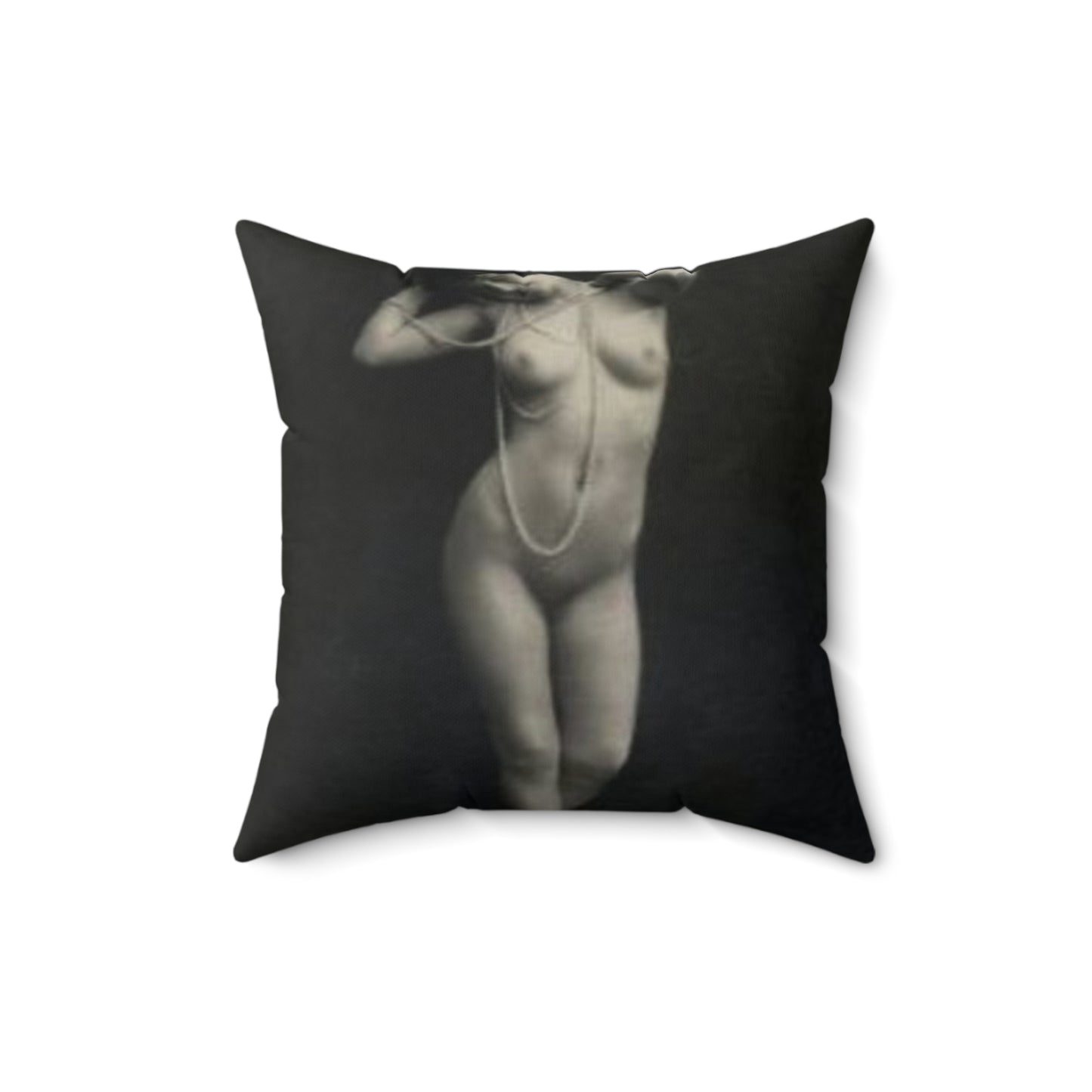 Erotic Art: WALERY - An old photo of a naked woman with pearls Decorative Accent Square Pillow