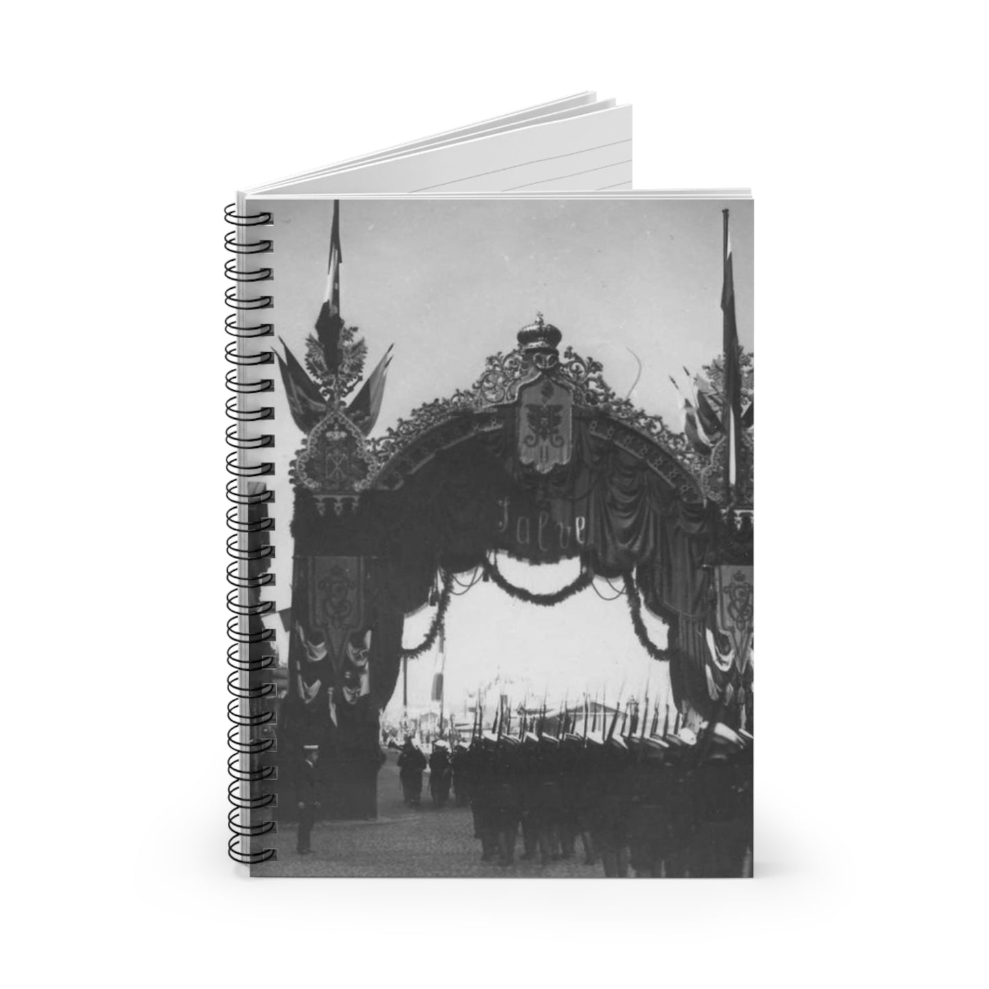 Triumphal gate built for a Visit of the Italian King Victor Emmanuel III to Russia, 1902. Spiral Bound Ruled Notebook with Printed Cover