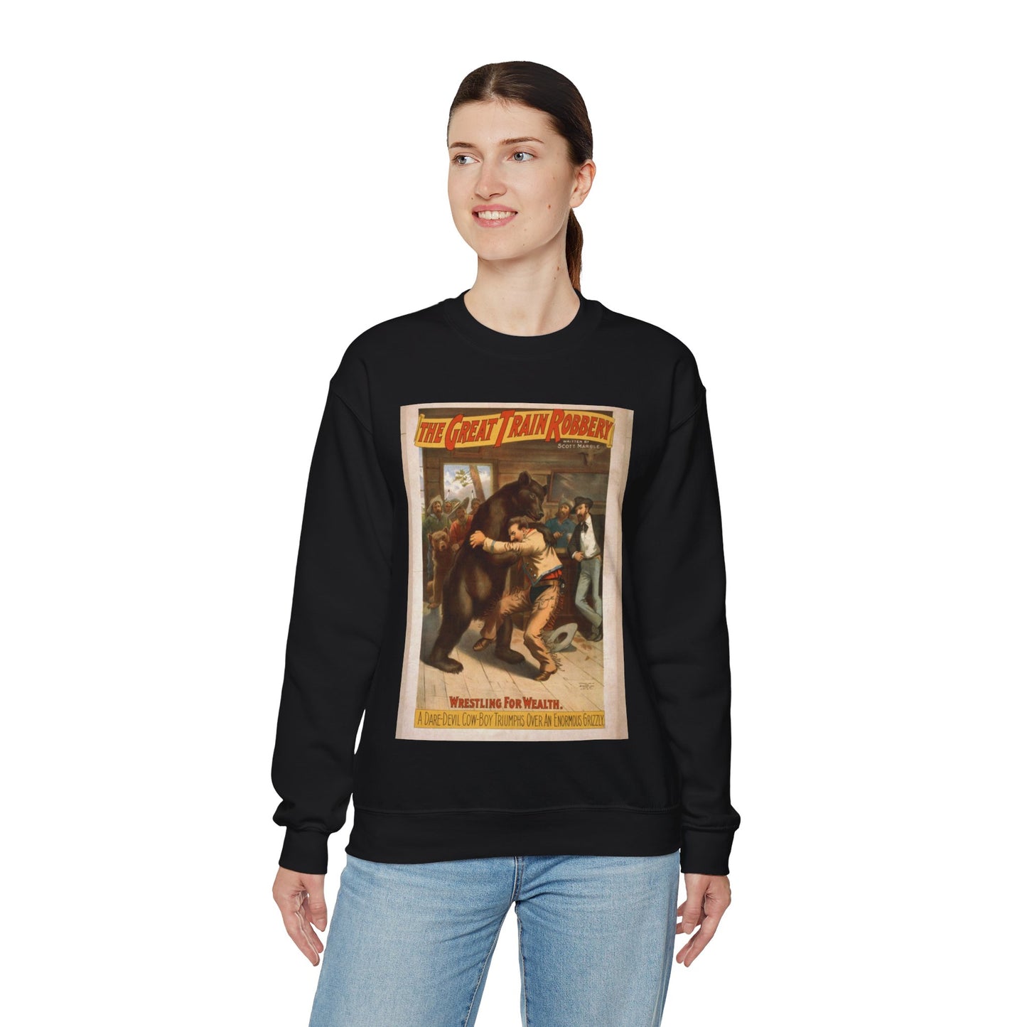 The great train robbery written by Scott Marble. Black Heavy Blend Adult Crew Neck SweatShirt